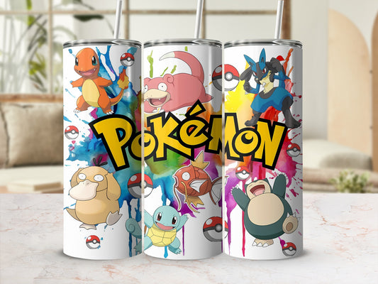 Colorful Pokémon Characters Design Insulated Tumbler
