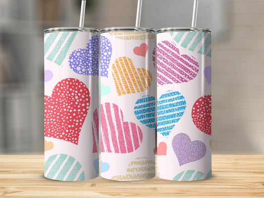 Colorful Heart Patterned Insulated Drinkware Set