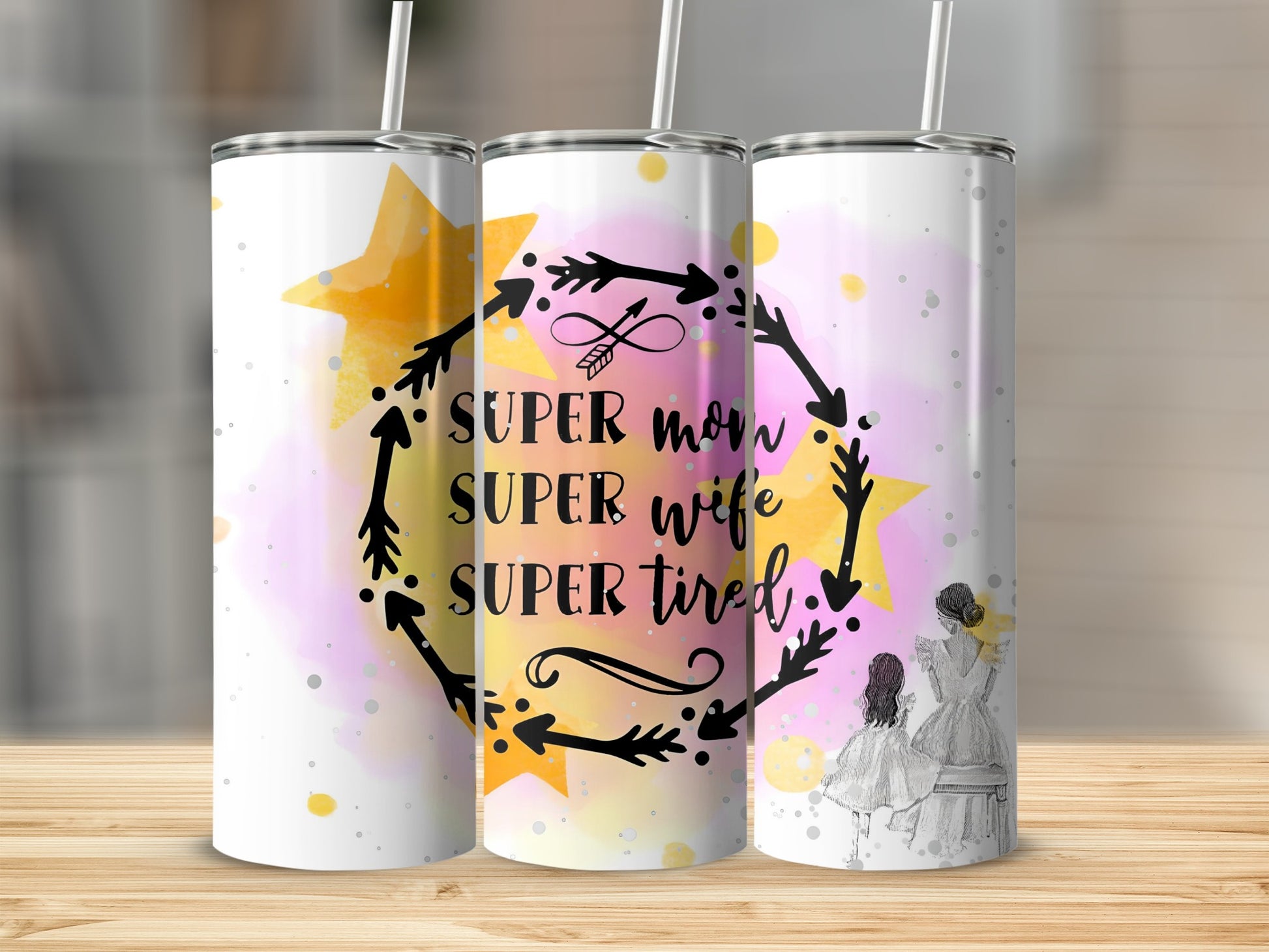 Super Mom Super Wife Super Tired Design Travel Mug
