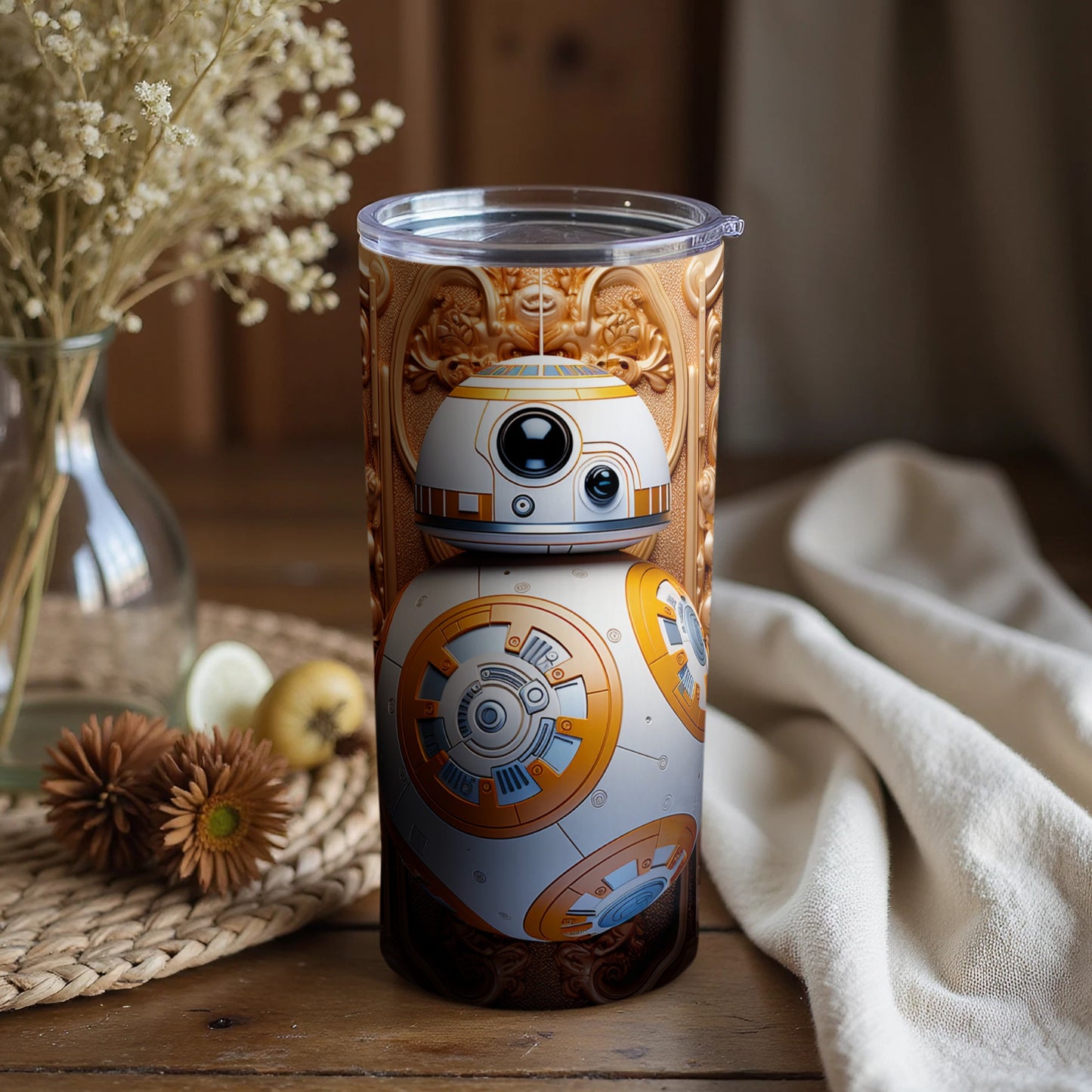 Futuristic Design with Robot Print Travel Mug