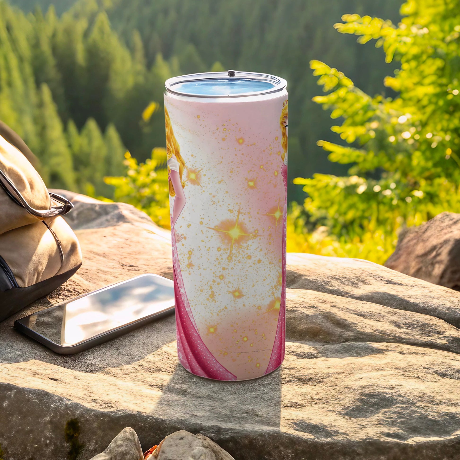 Starry Pink Princess Design Insulated Tumbler Cup