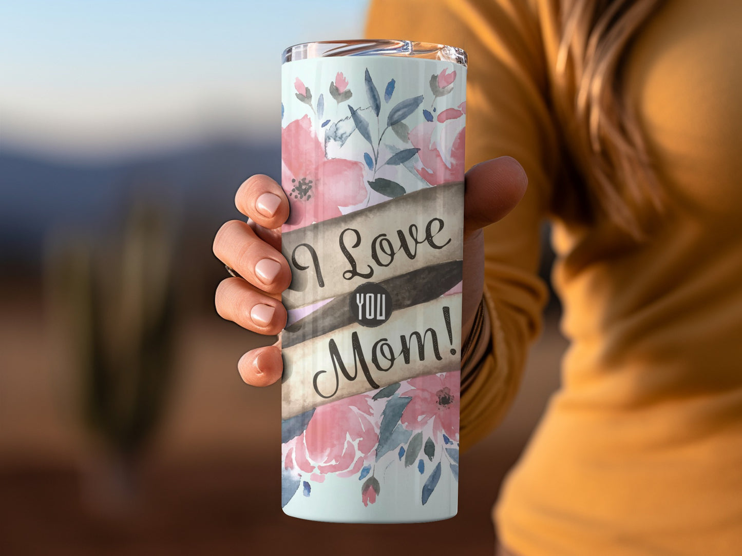I Love You Mom Floral Design Insulated Tumbler
