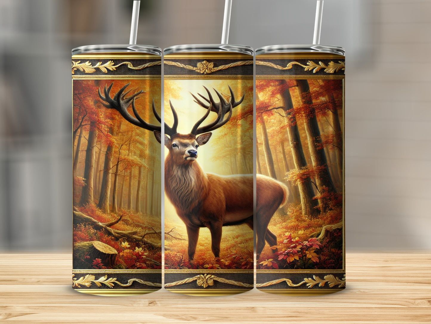 Majestic Deer in Autumn Forest Tumbler