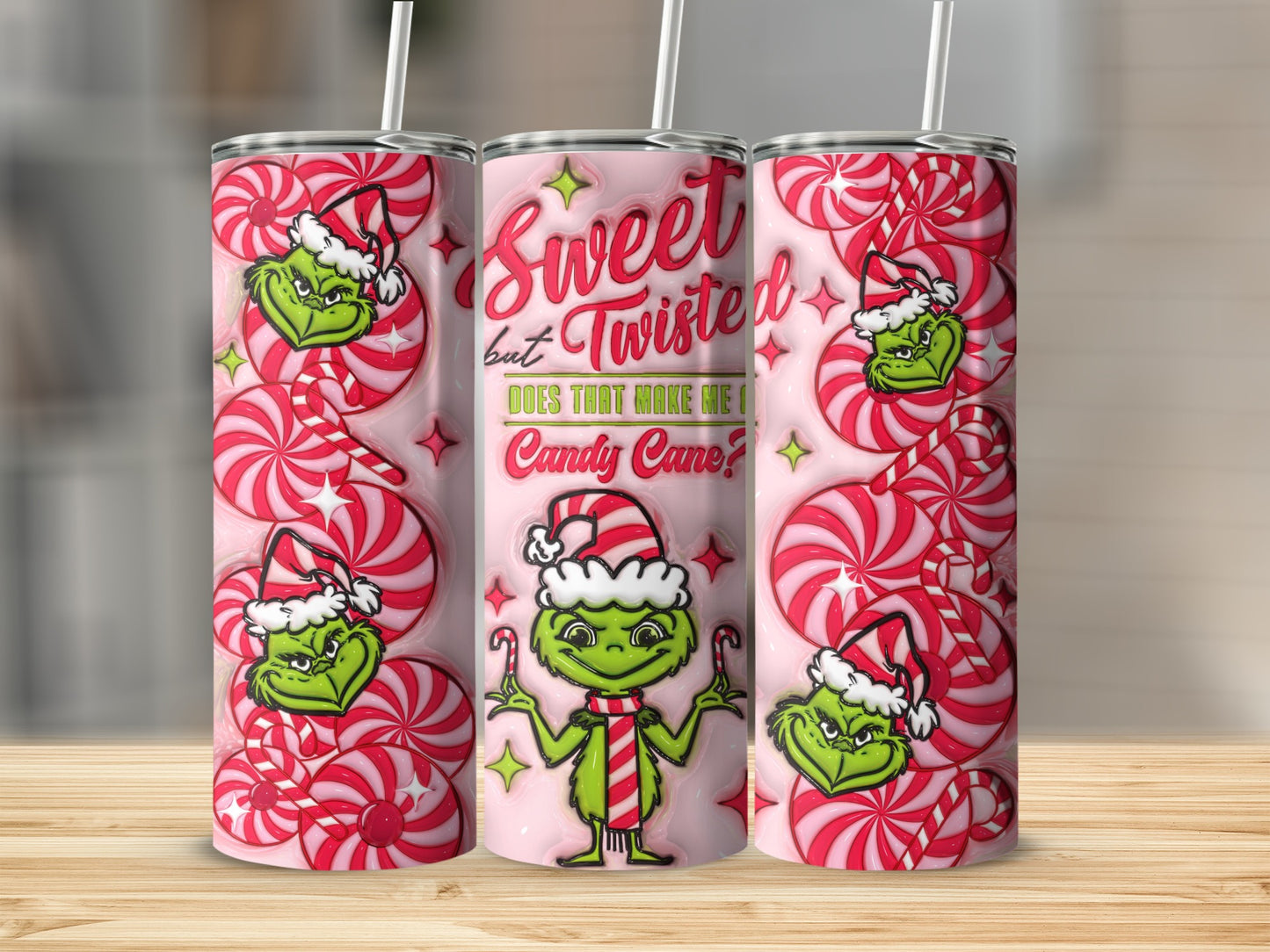 Sweet But Twisted Grinch and Candy Cane Tumbler