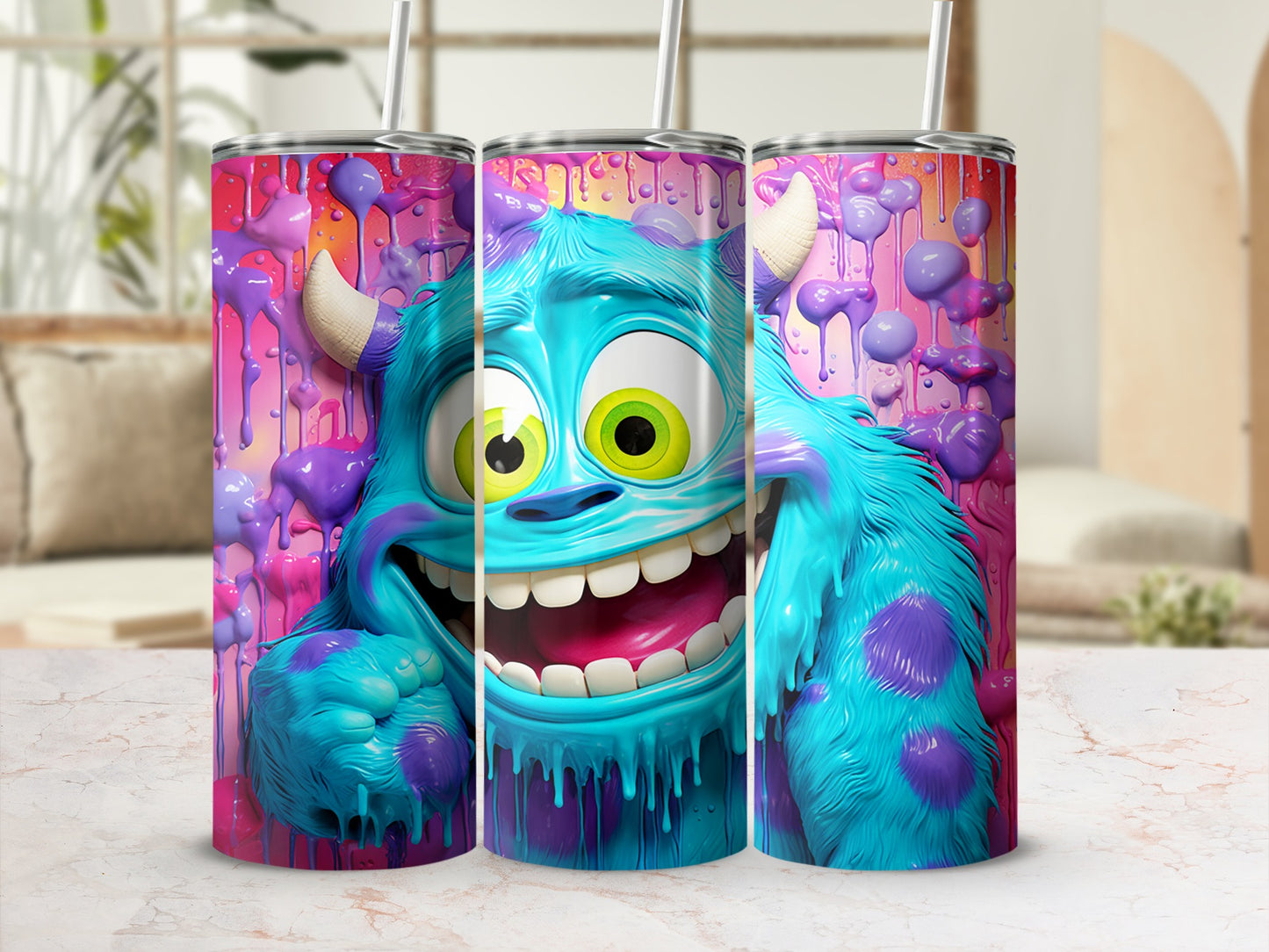 Colorful Cartoon Monster Art Design Tumbler Product