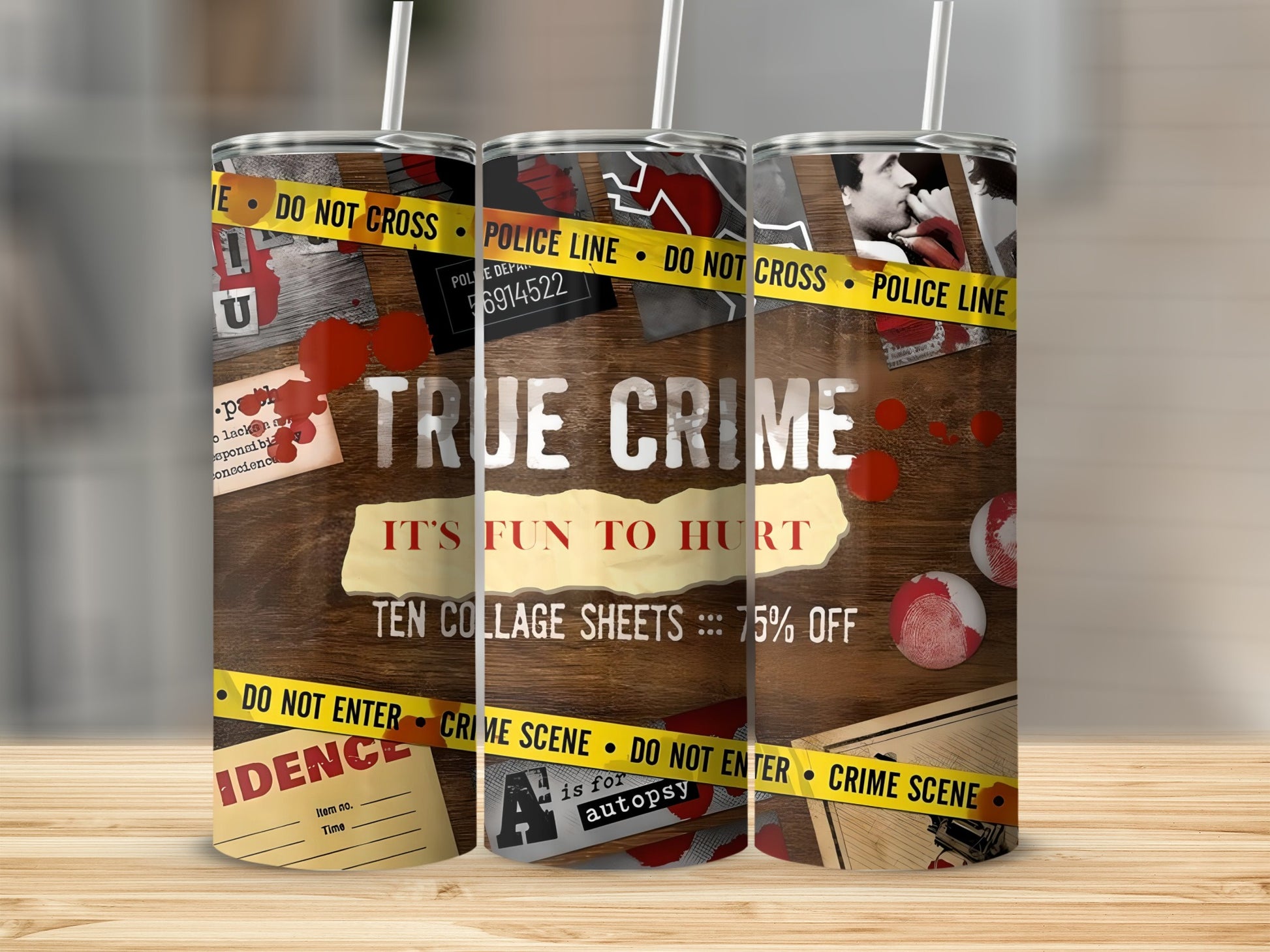 True Crime Themed Collage Sheets Set for Scrapbooking
