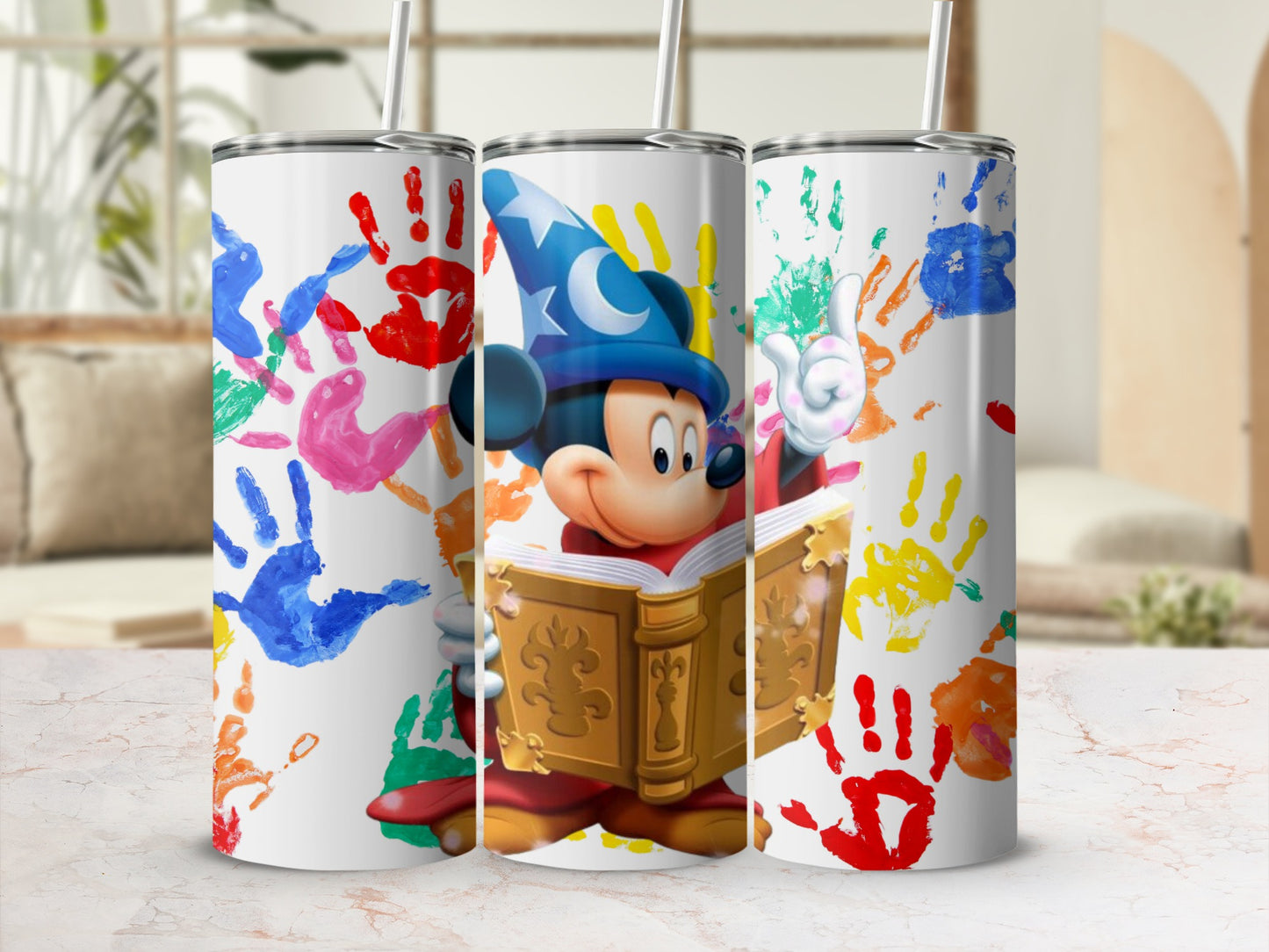 Colorful Magical Handprint Inspired Tumbler Design