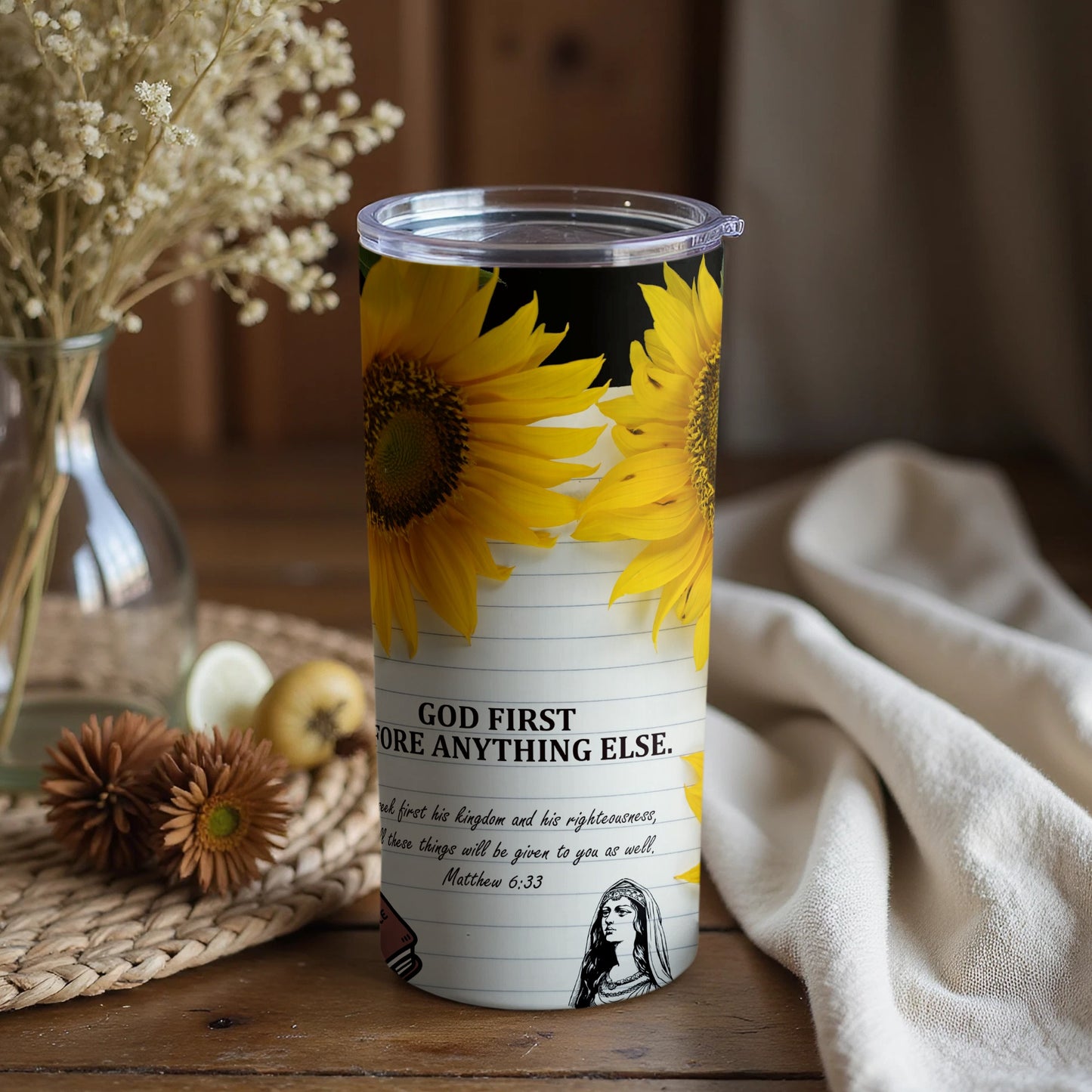 Sunflowers Inspirational Message Tumbler Cup