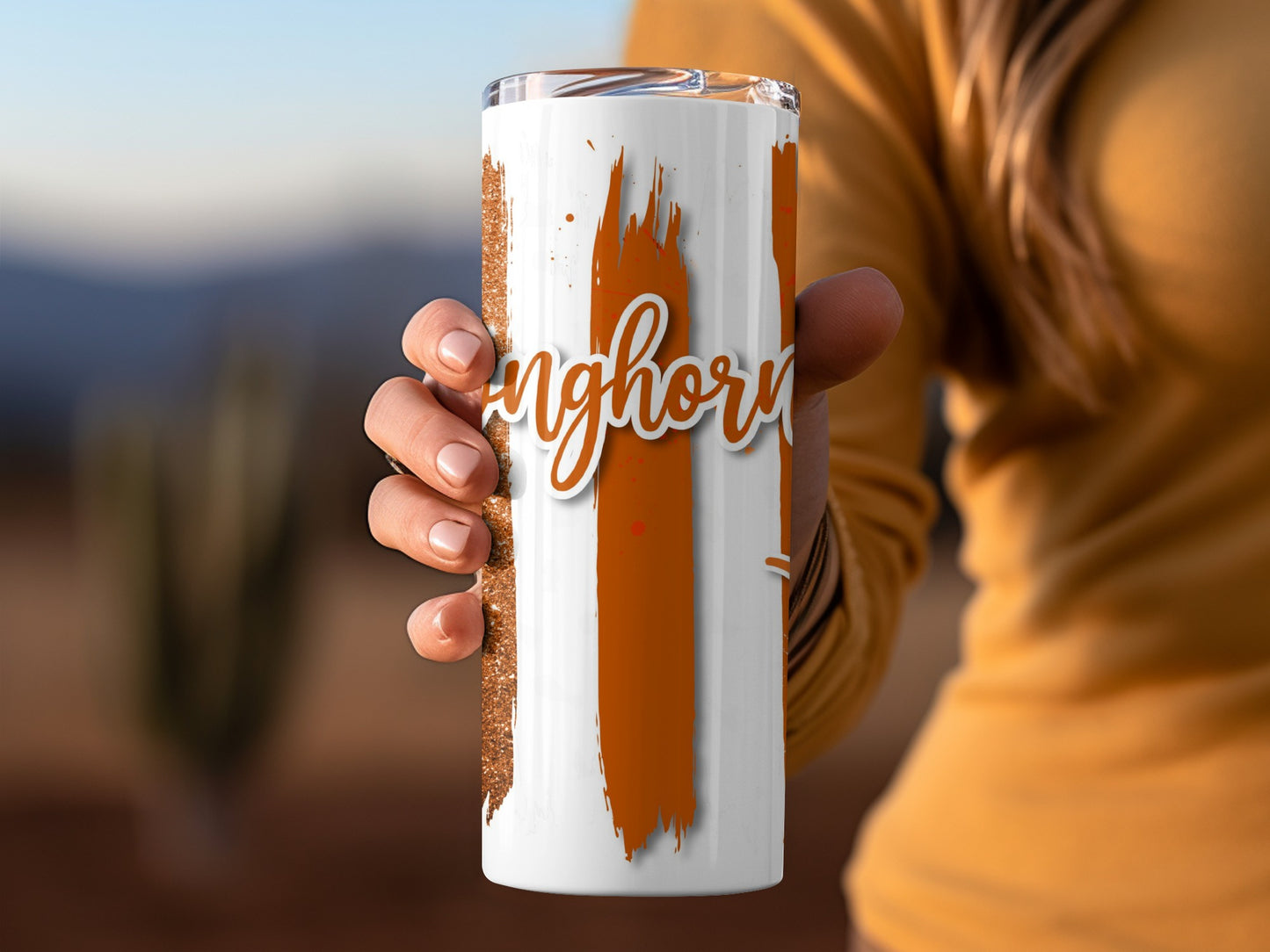 Longhorns Lettering Texas Orange Patterned Stripes Tumblers