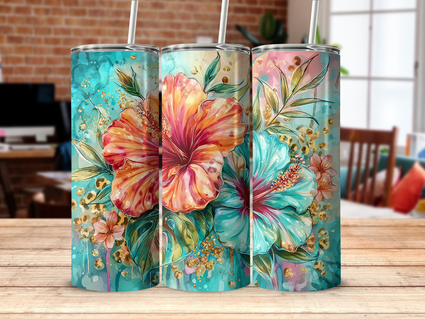 Vibrant Floral Art Tumblers for Stylish Beverage Containers