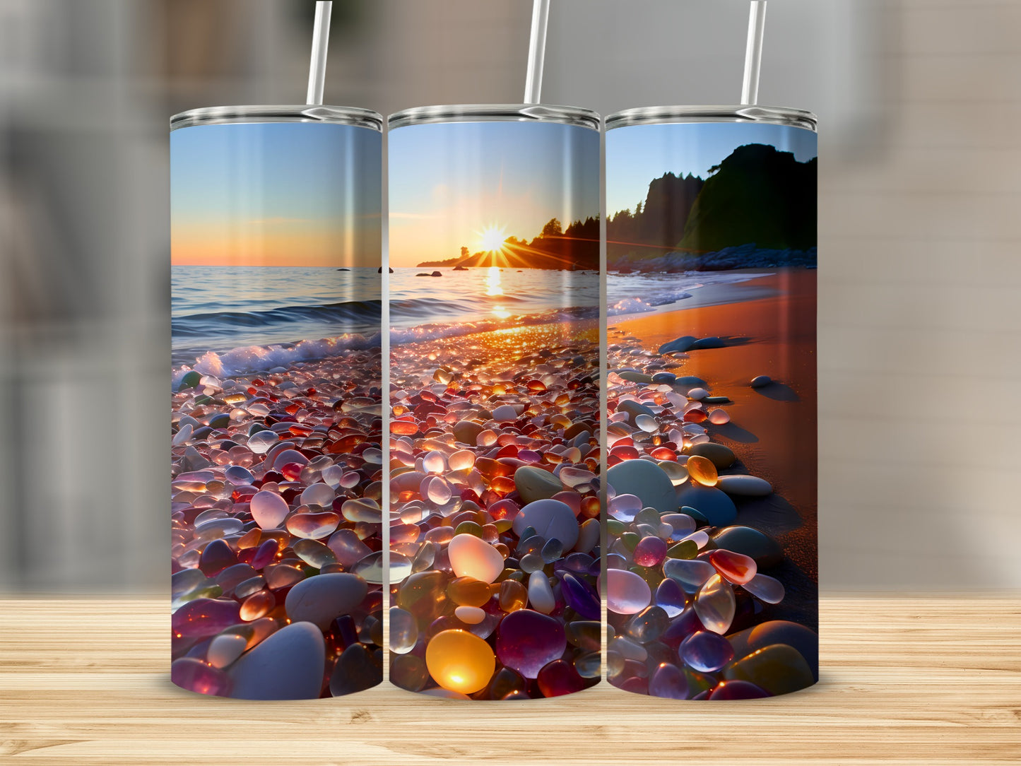 Colorful Pebbles Ocean Sunset Beach Vibrant Drinkware product type