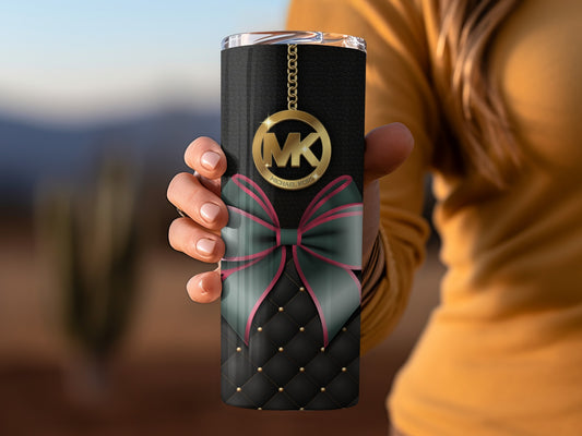 Black Quilted Pattern Tumbler with Gold MK Charm