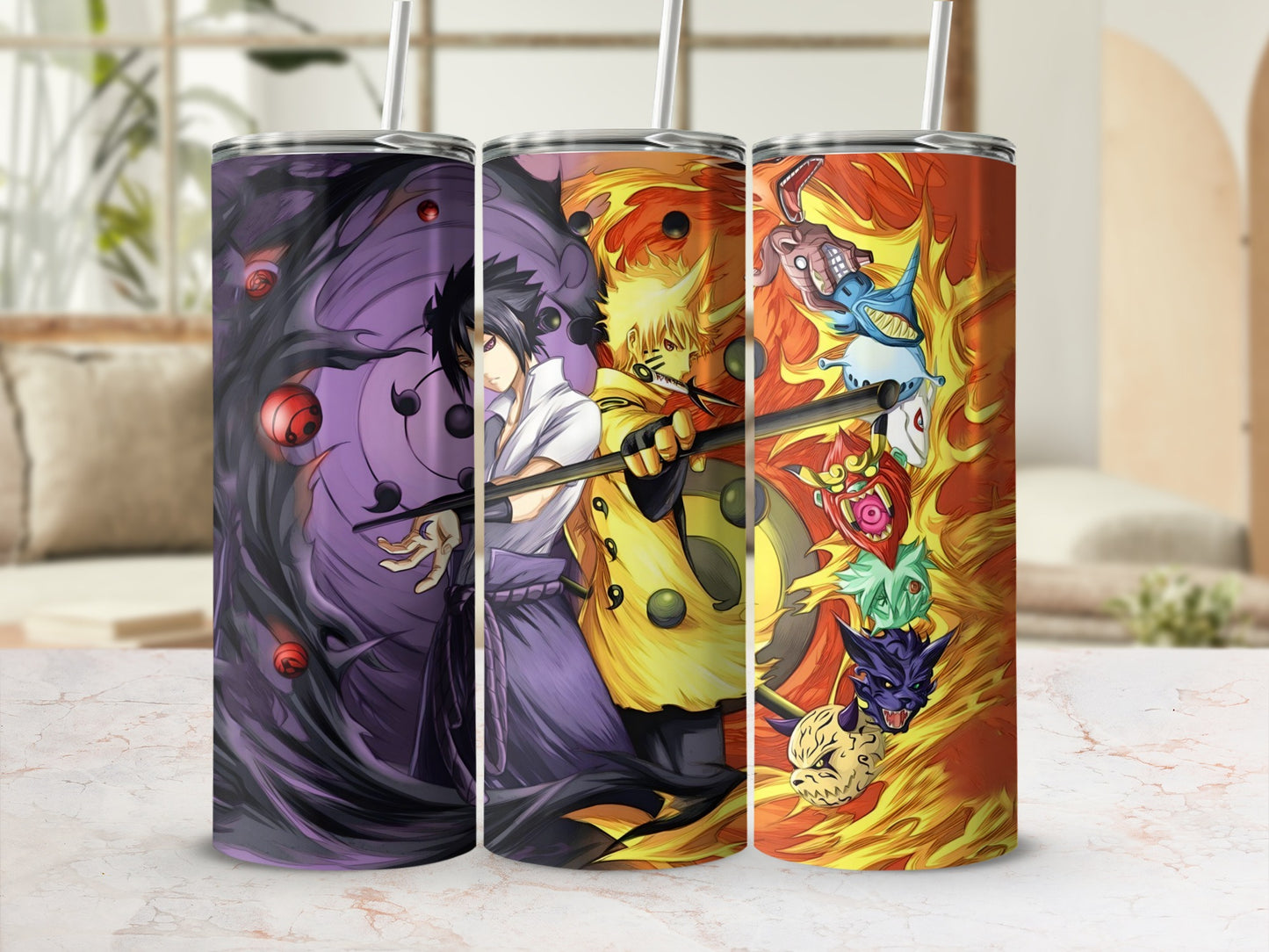 Cool Anime Graphic Stainless Steel Tumbler Cup Set