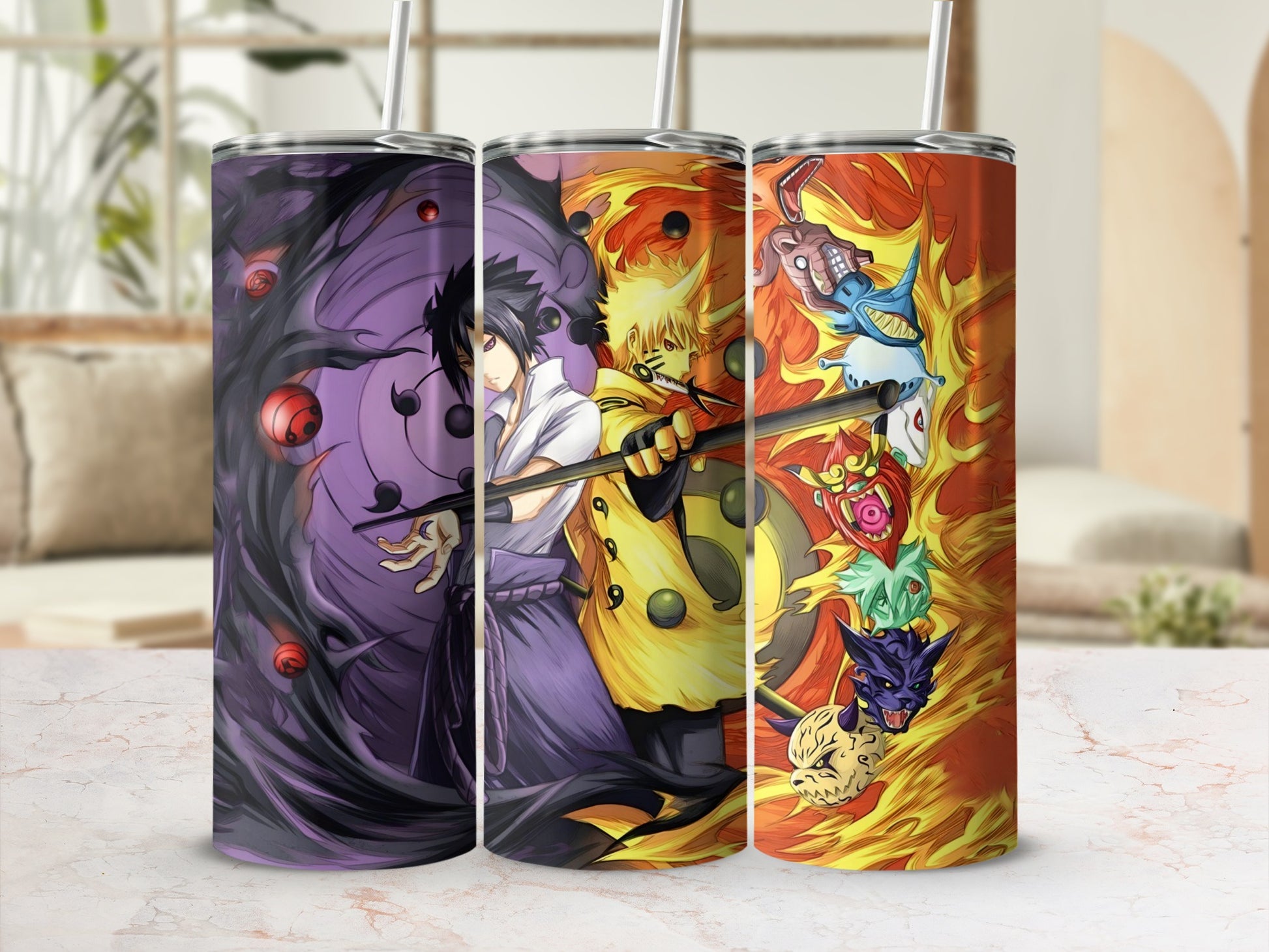 Cool Anime Graphic Stainless Steel Tumbler Cup Set