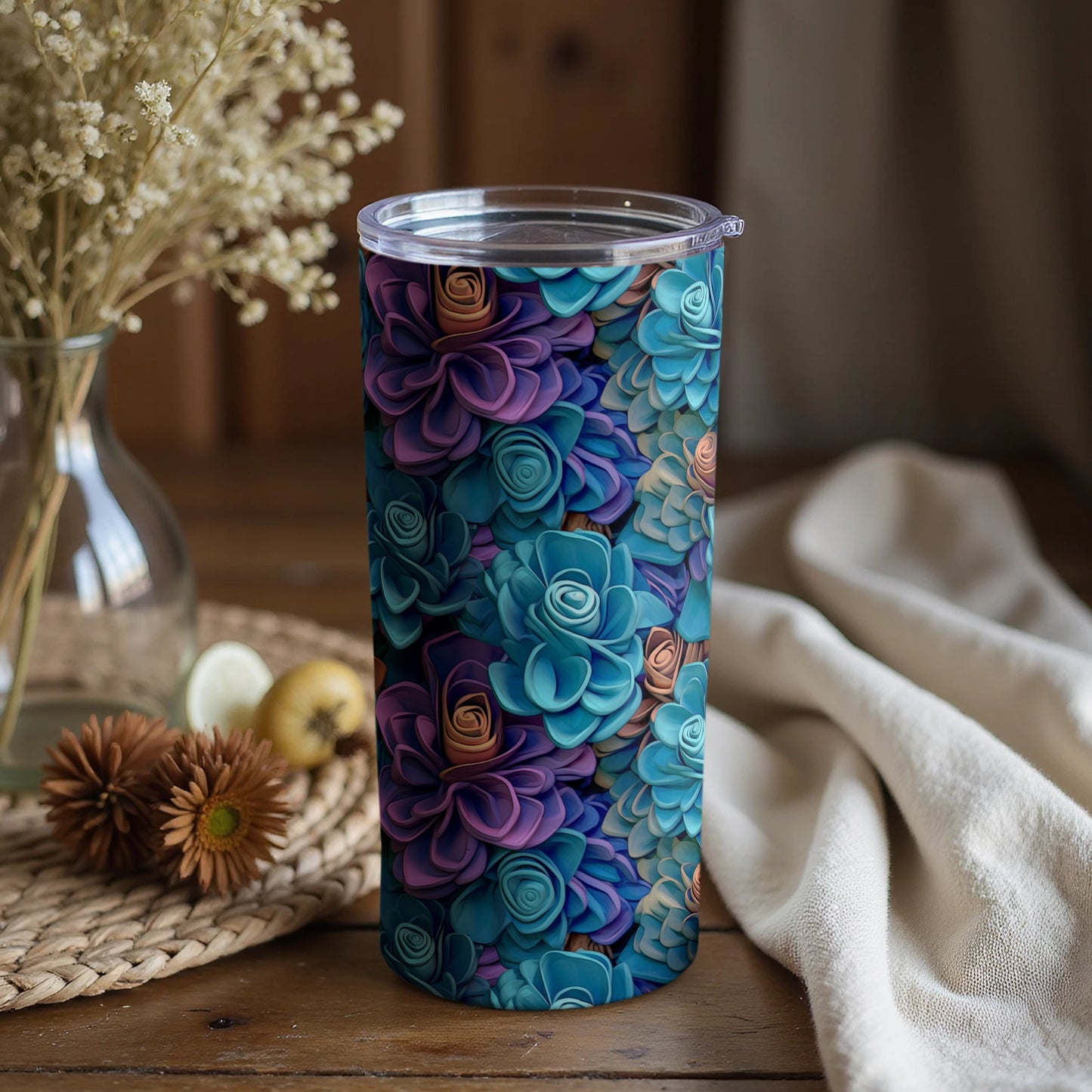 Beautiful Floral Succulent Pattern Tumbler Cup