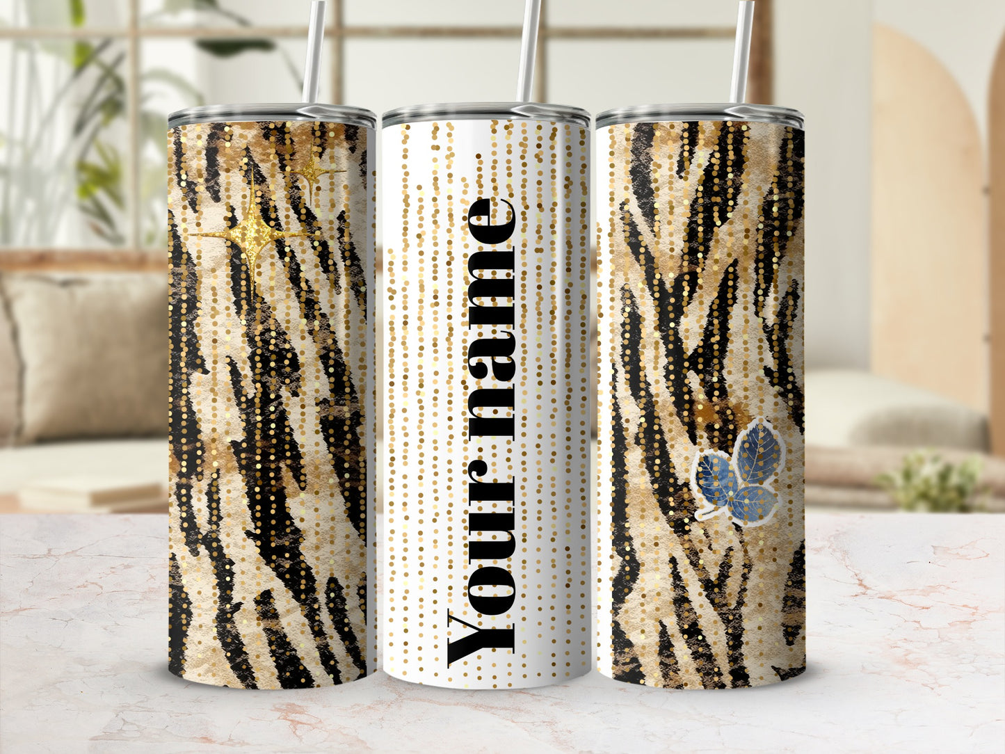 Personalized Animal Print Your Name Tumbler