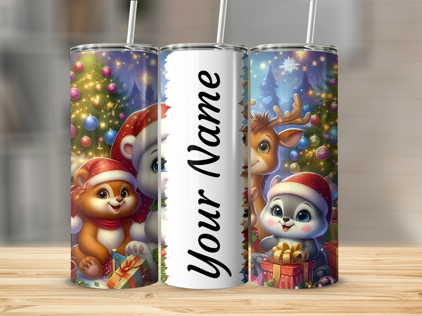 Personalized Christmas Animal Tumbler Perfect Holiday Gift