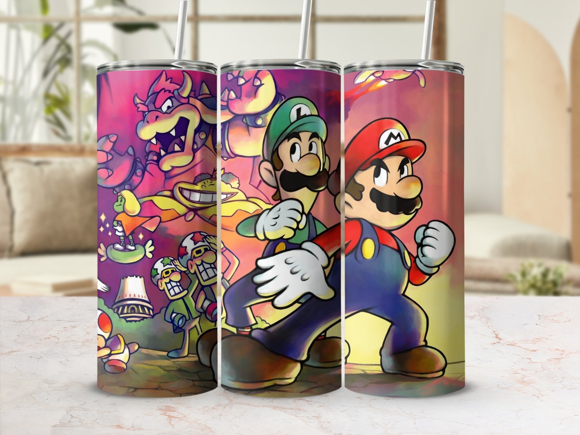 Colorful Mario and Luigi Design Portable Drinkware