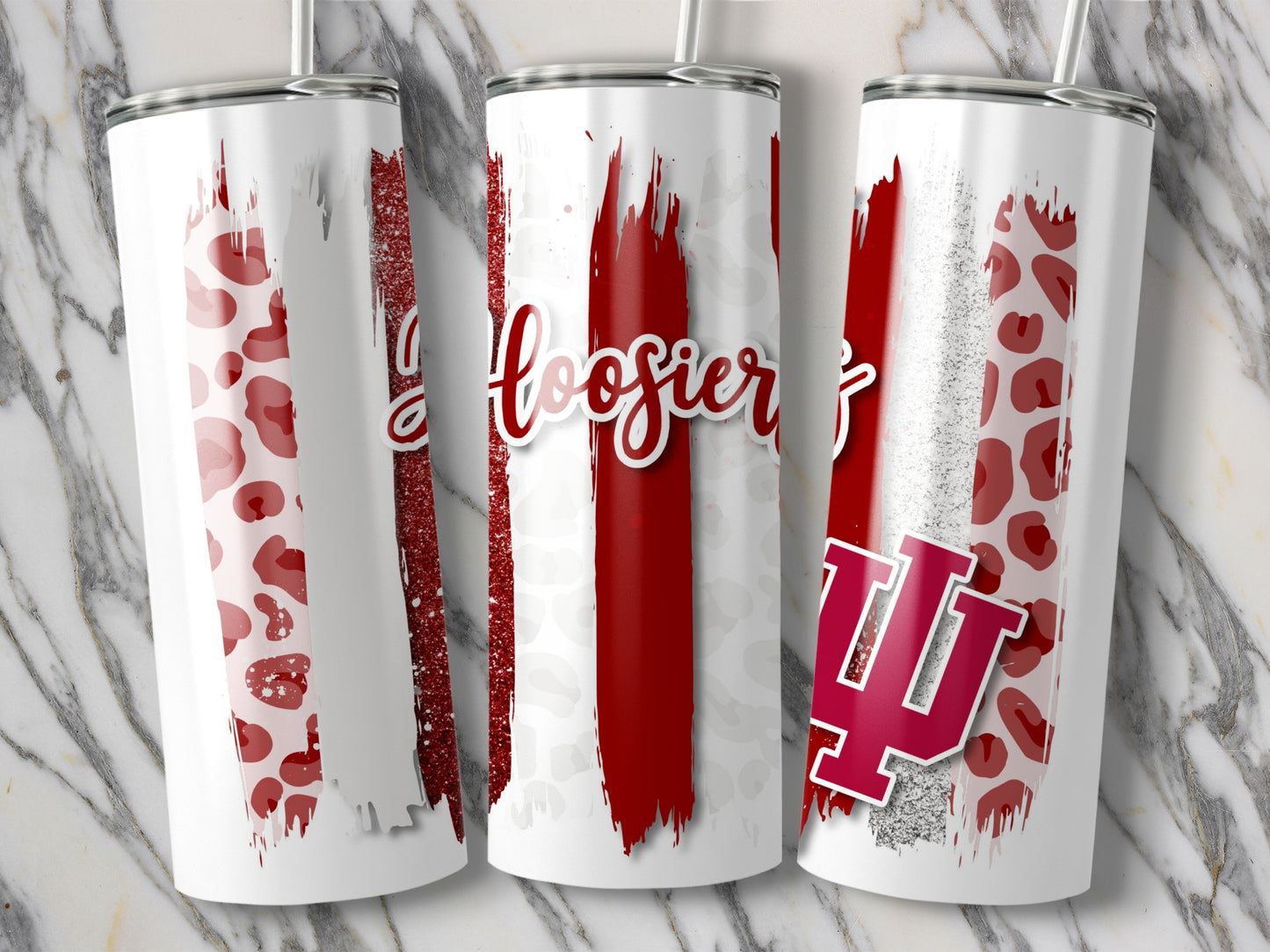 Hoosiers University Indiana Print Striped Design Tumblers