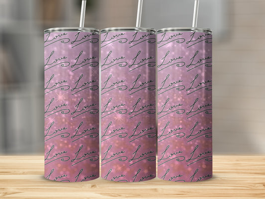 Pink Love Pattern Insulated Tumbler for Drinks