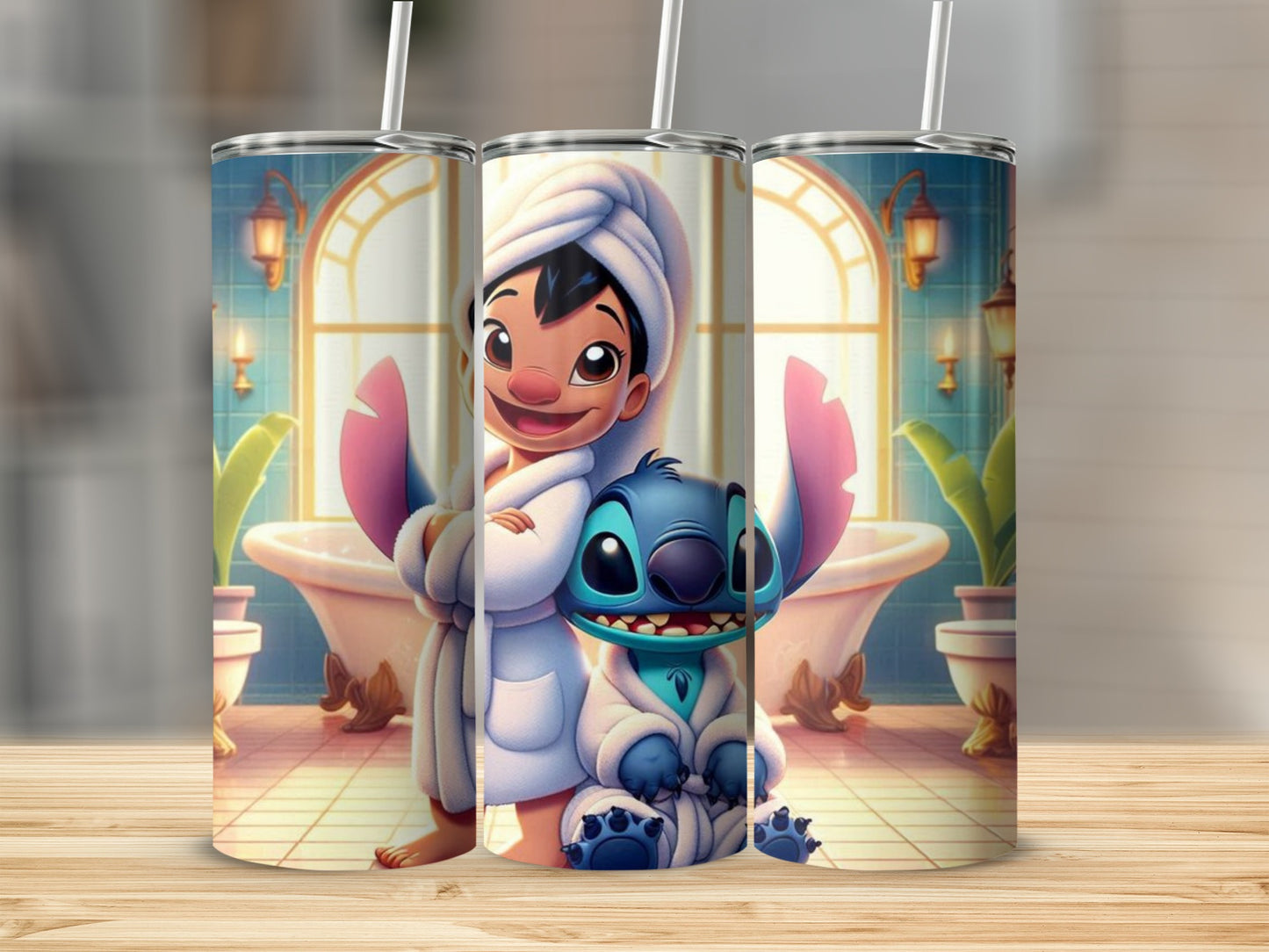 Cute Bathroom Character Print Tumbler 20oz Flask