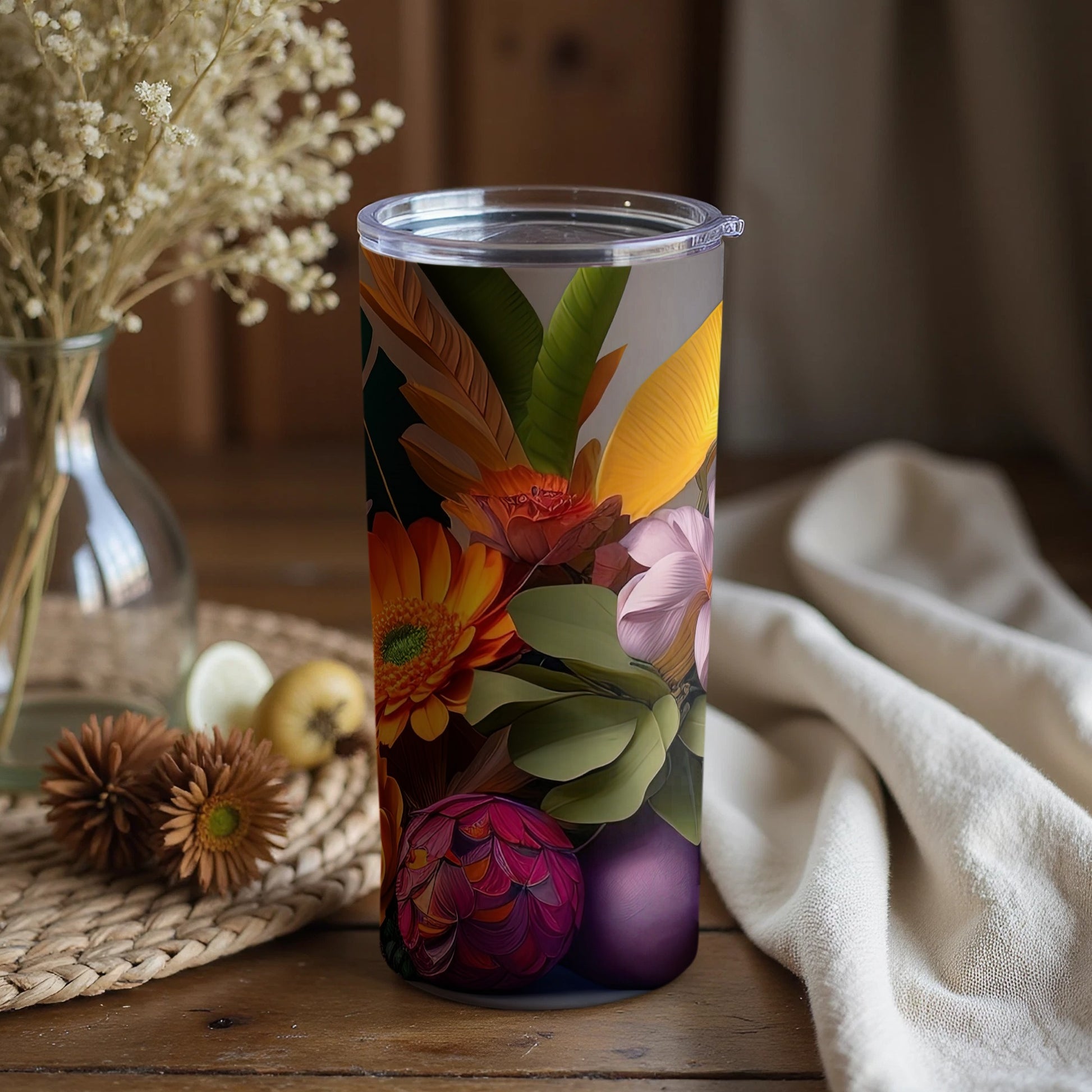 Vibrant Floral Pattern Insulated Tumbler Drinkware