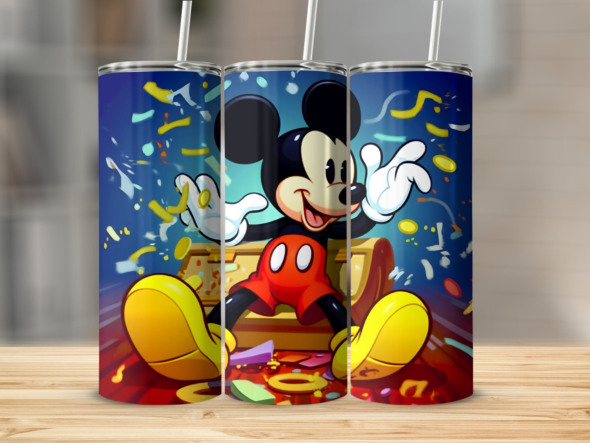Vibrant colorful cartoon mouse tumbler for daily use