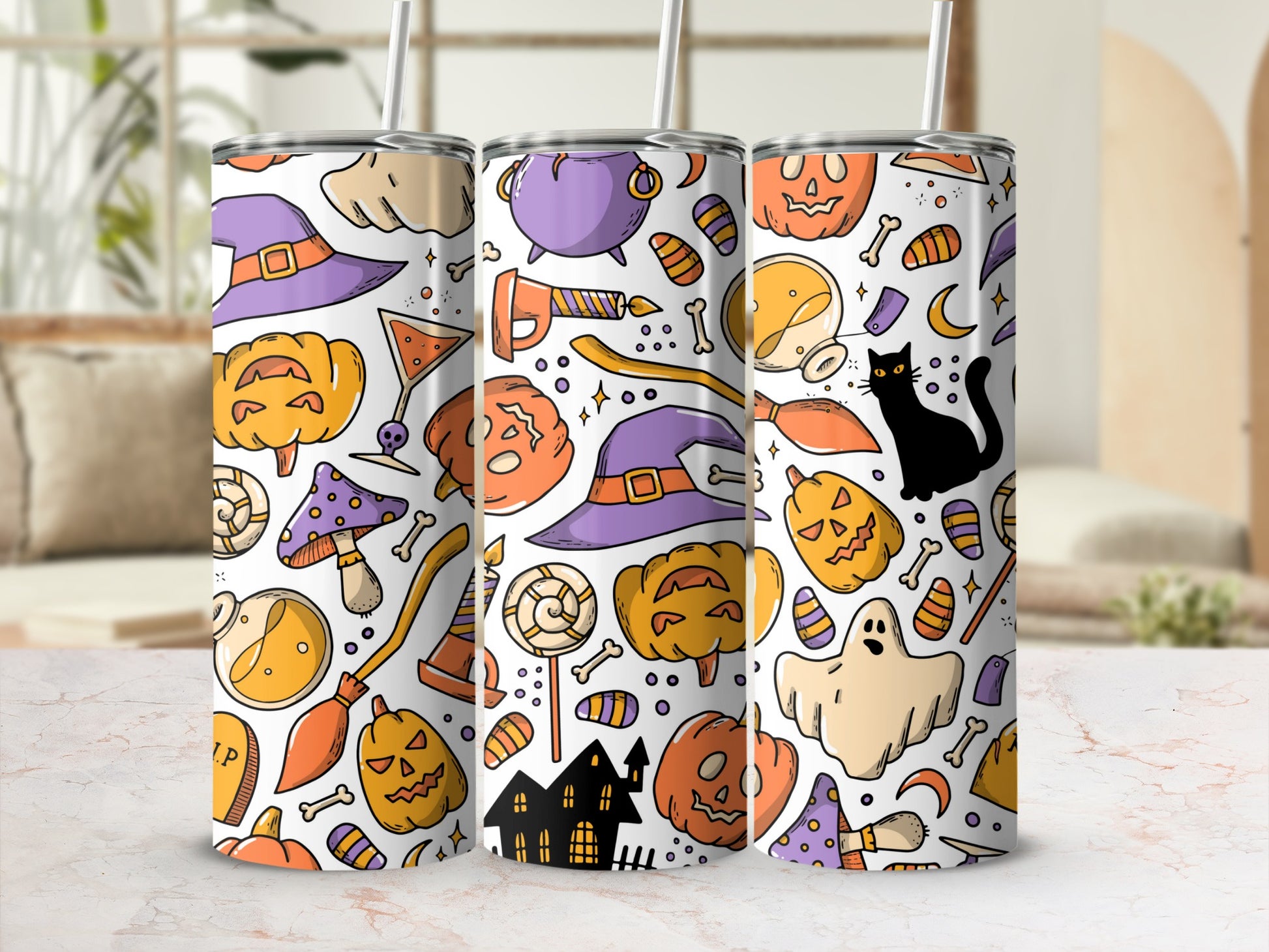 Halloween Themed Tumbler With Spooky and Fun Design