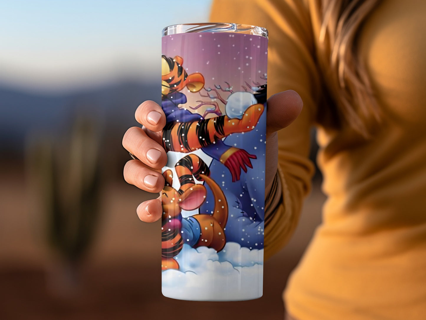 Pooh With Tigger Roo and Eeyore Playing in Snow Tumblers