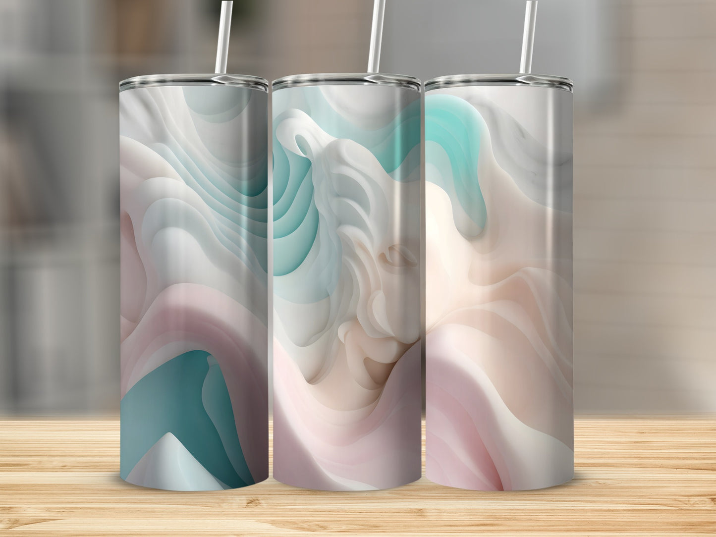 Soft Pastel Wavy Abstract Layered Tumbler product type