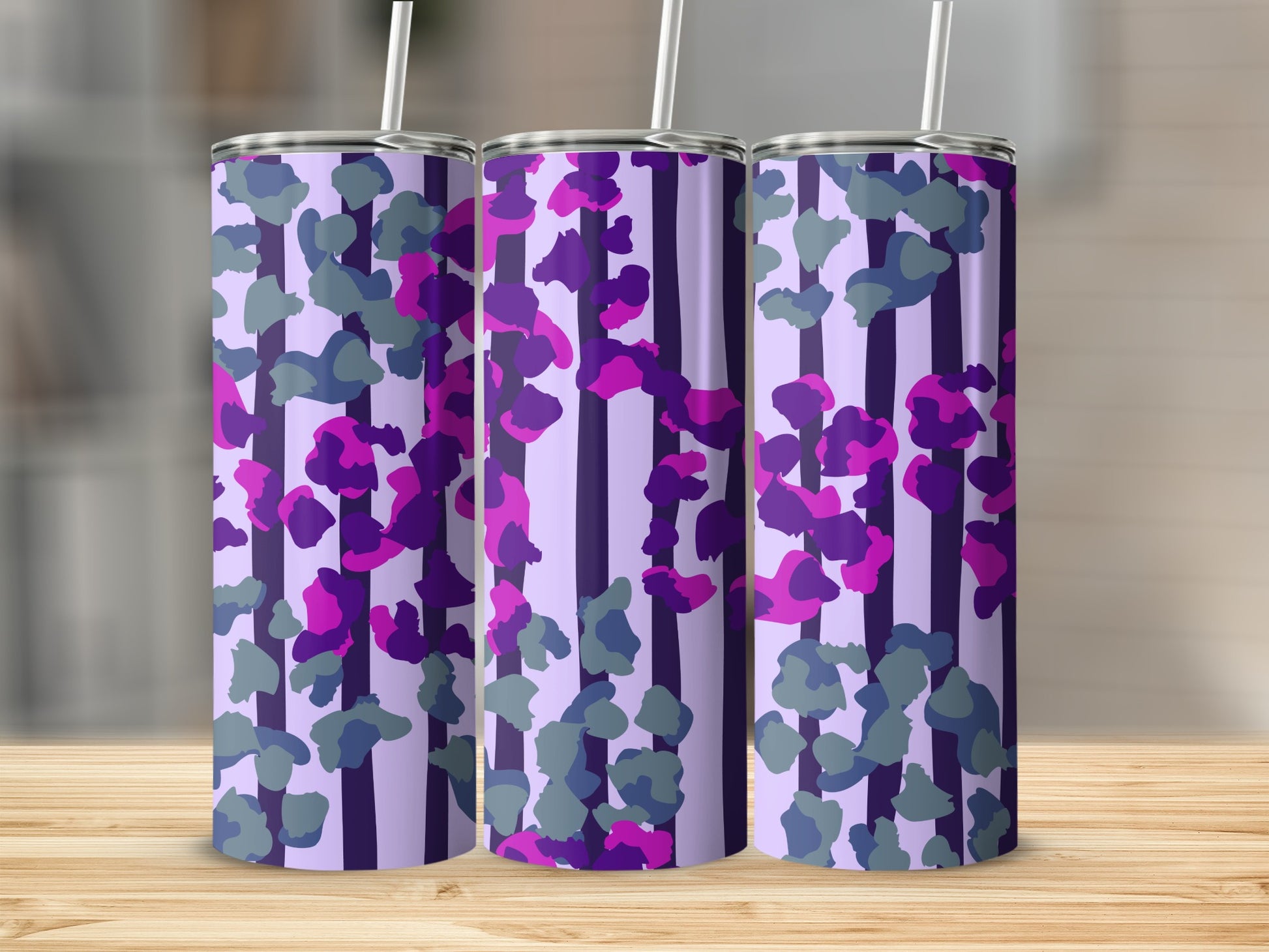 Purple Floral Striped Tumbler Ideal for All Occasions