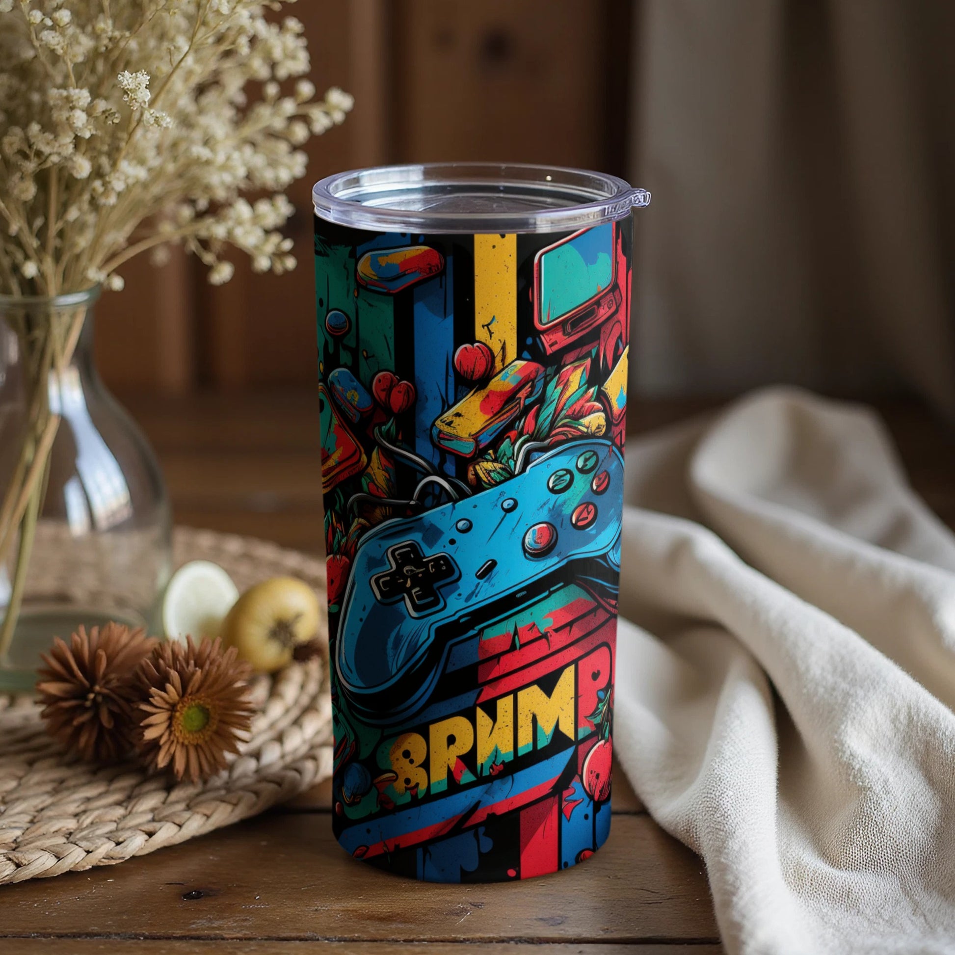 Vibrant Gaming Controllers Design Insulated Tumbler