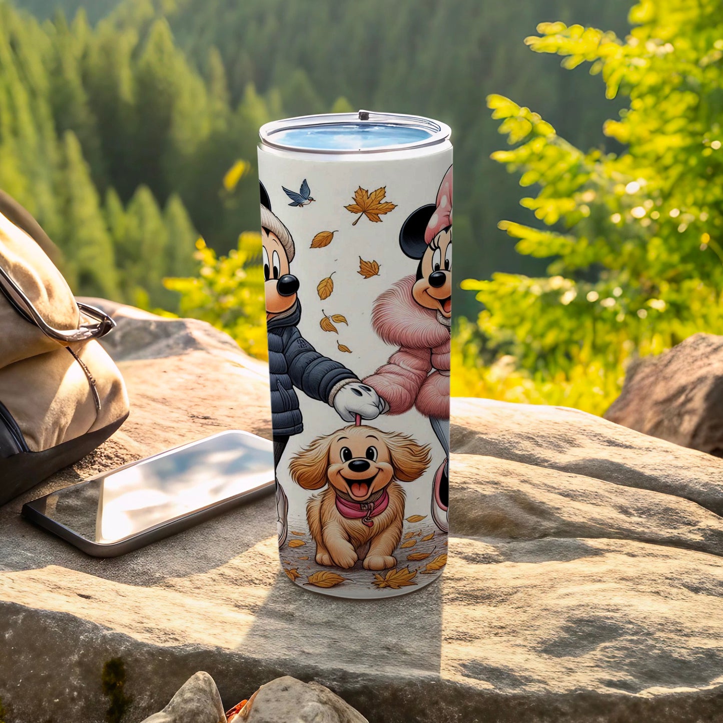 Cute Cartoon Characters and Puppy Travel Tumbler