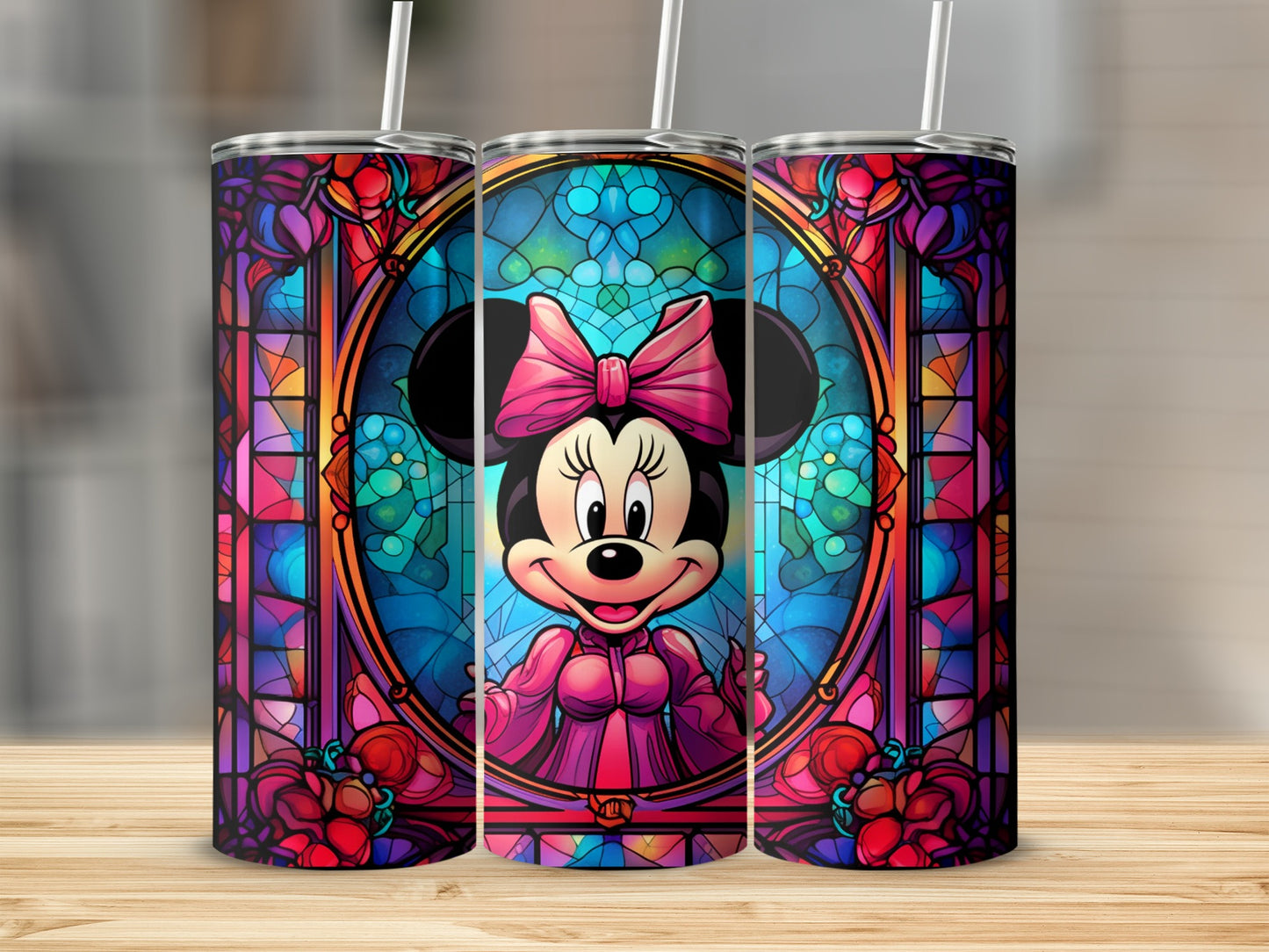 Colorful Cartoon Character Tall Tumbler with Straw