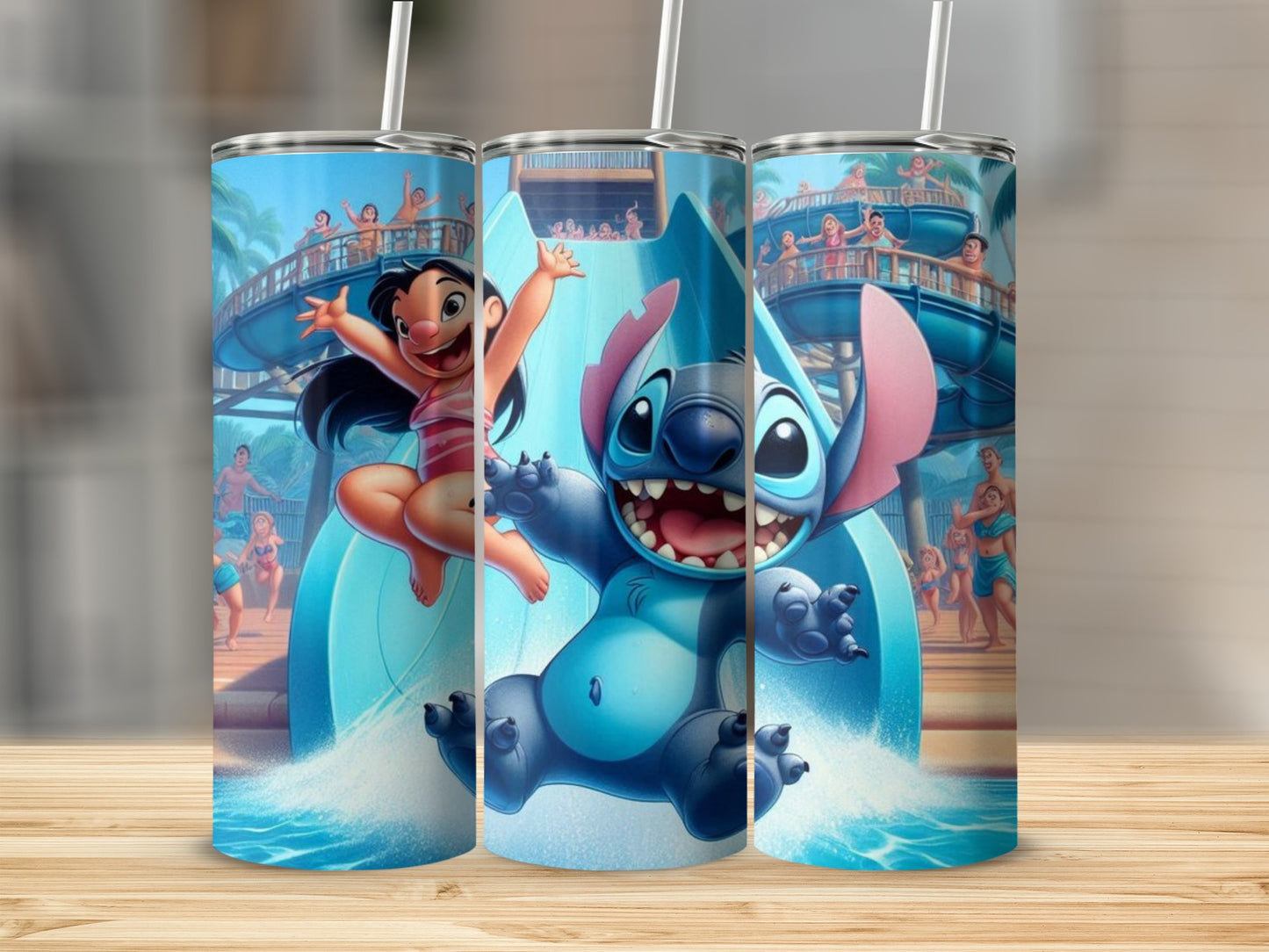 Fun Lilo and Stitch Water Park Themed Tumbler Product