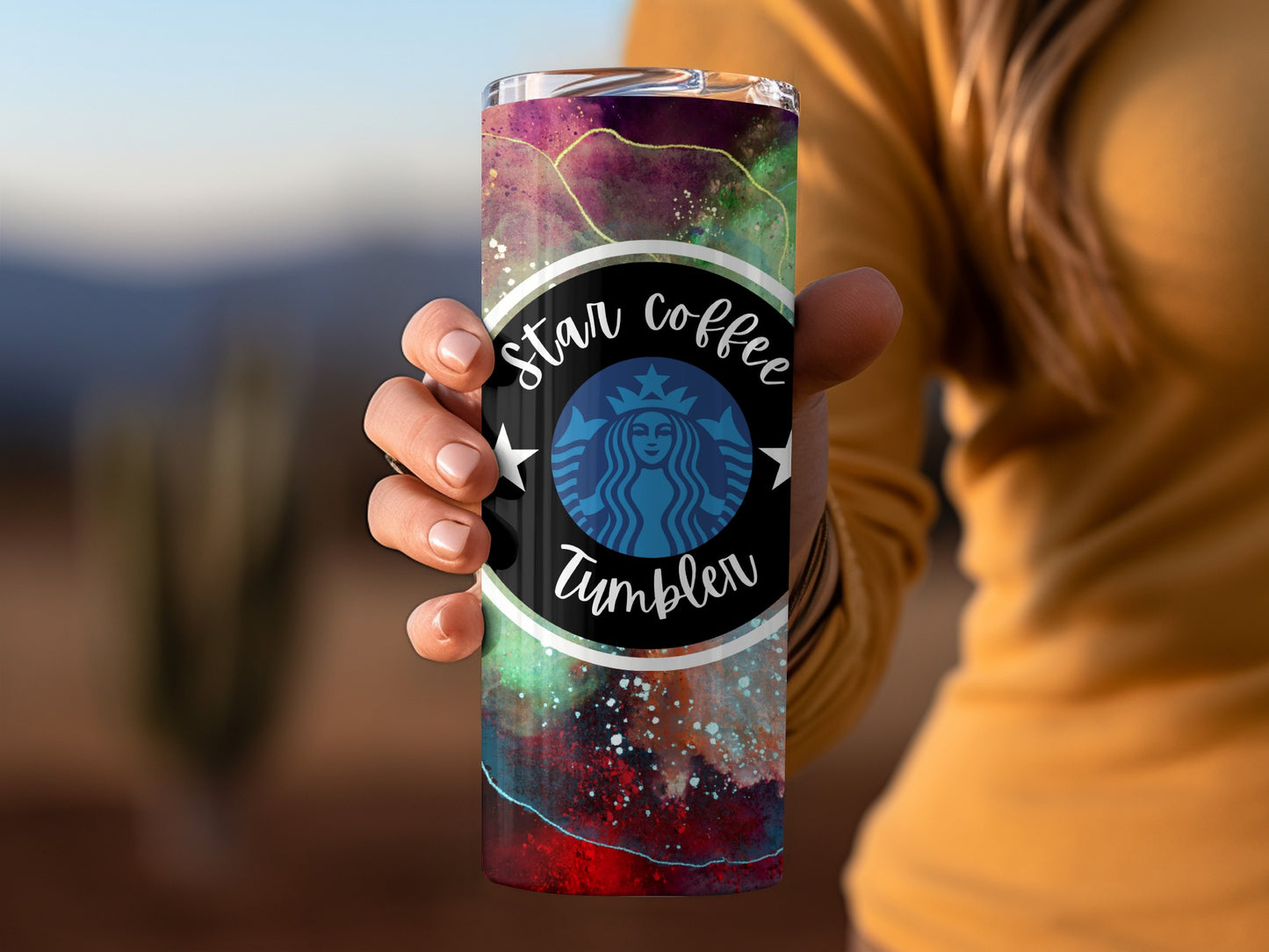 Star Coffee Tumbler with Galaxy Design