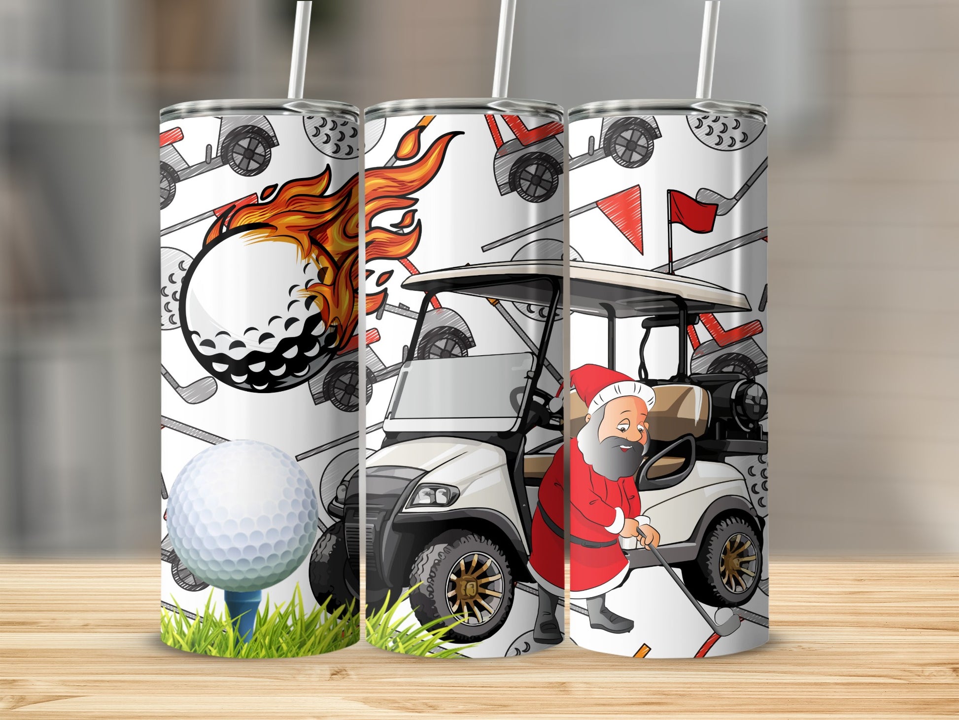 Unique Golf Themed Christmas Santa Tumbler Cup