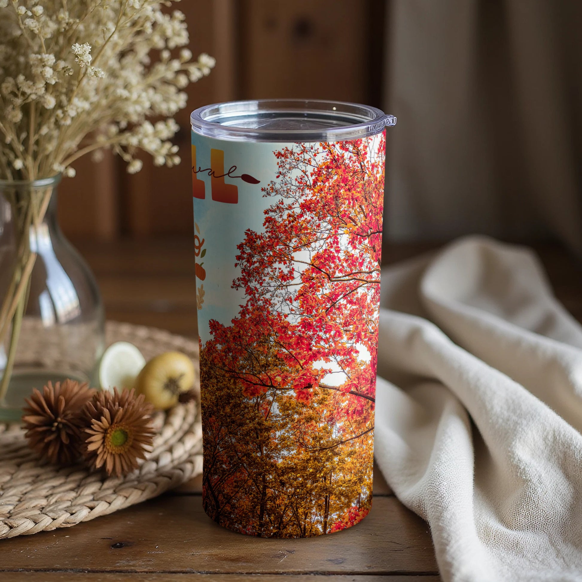 Autumn Tree Design Insulated Travel Tumbler Product