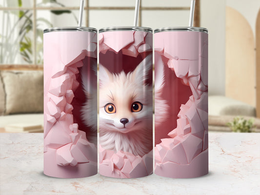 Cute Furry Animal Breaking Through Pink Wall Tumbler