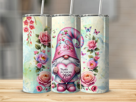 Floral Gnome Thanks For Being You Mom Tumbler Product