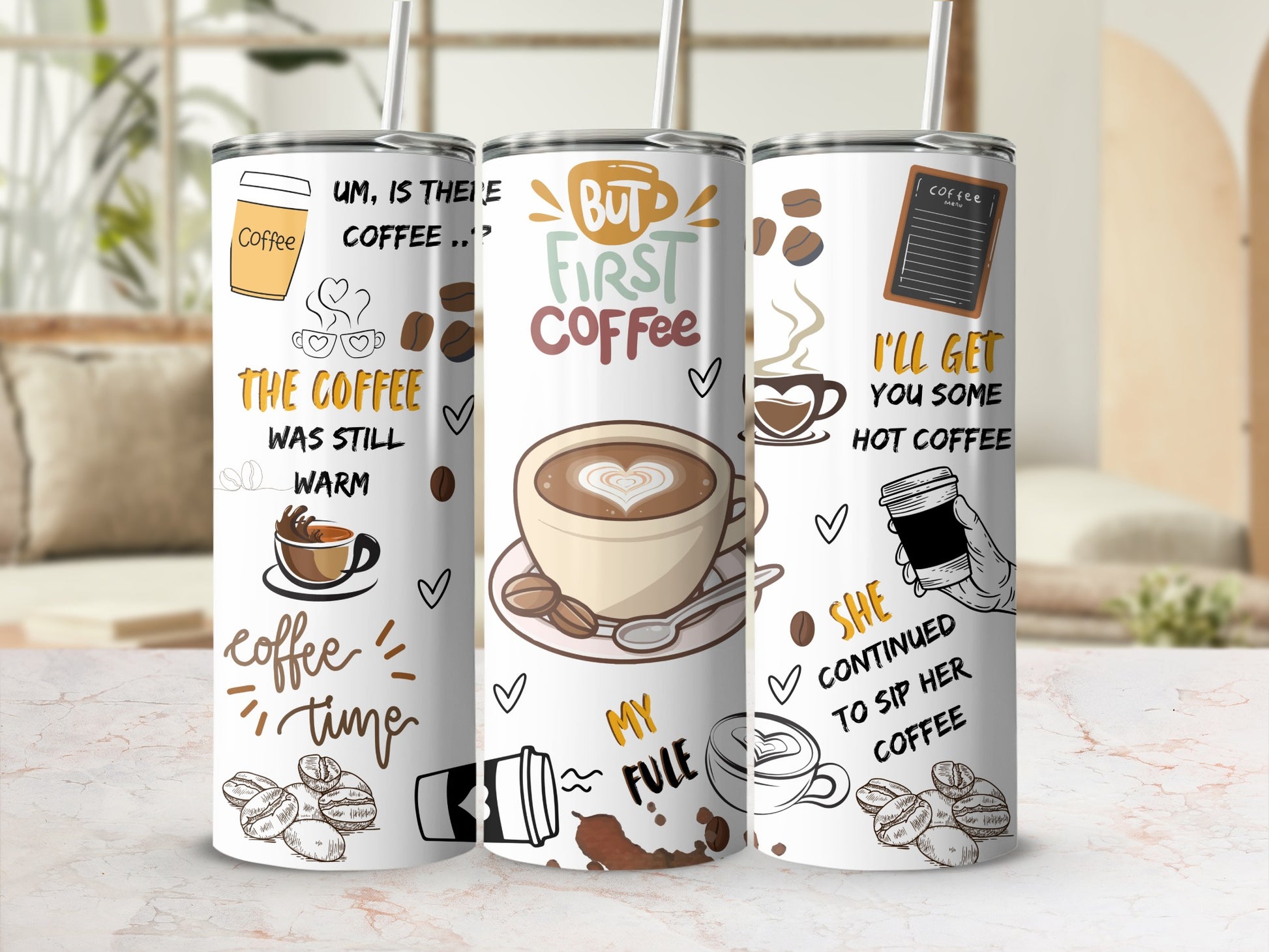 Coffee Time But First Coffee Travel Tumbler Cup