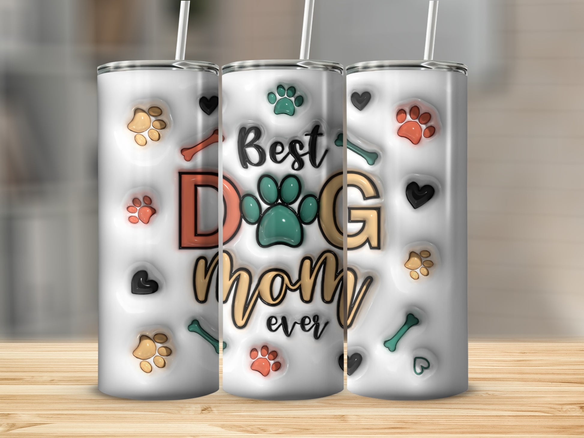Best DOG Mom ever Paw Print Hearts Bones tumbler product type