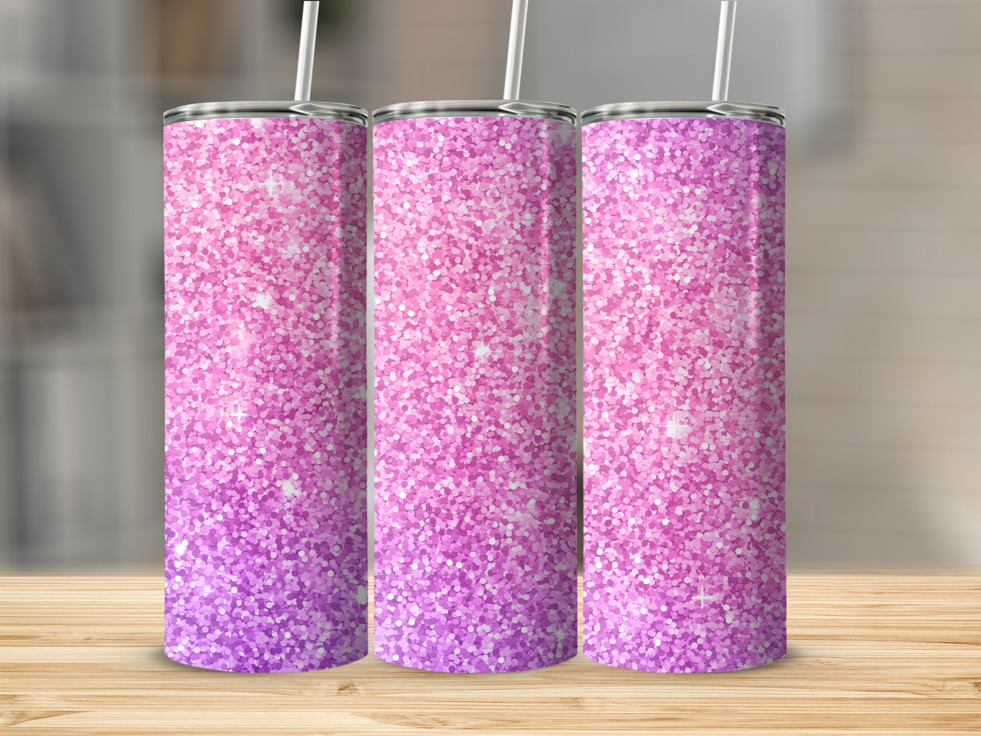 Sparkling Pink and Purple Glitter Tumbler