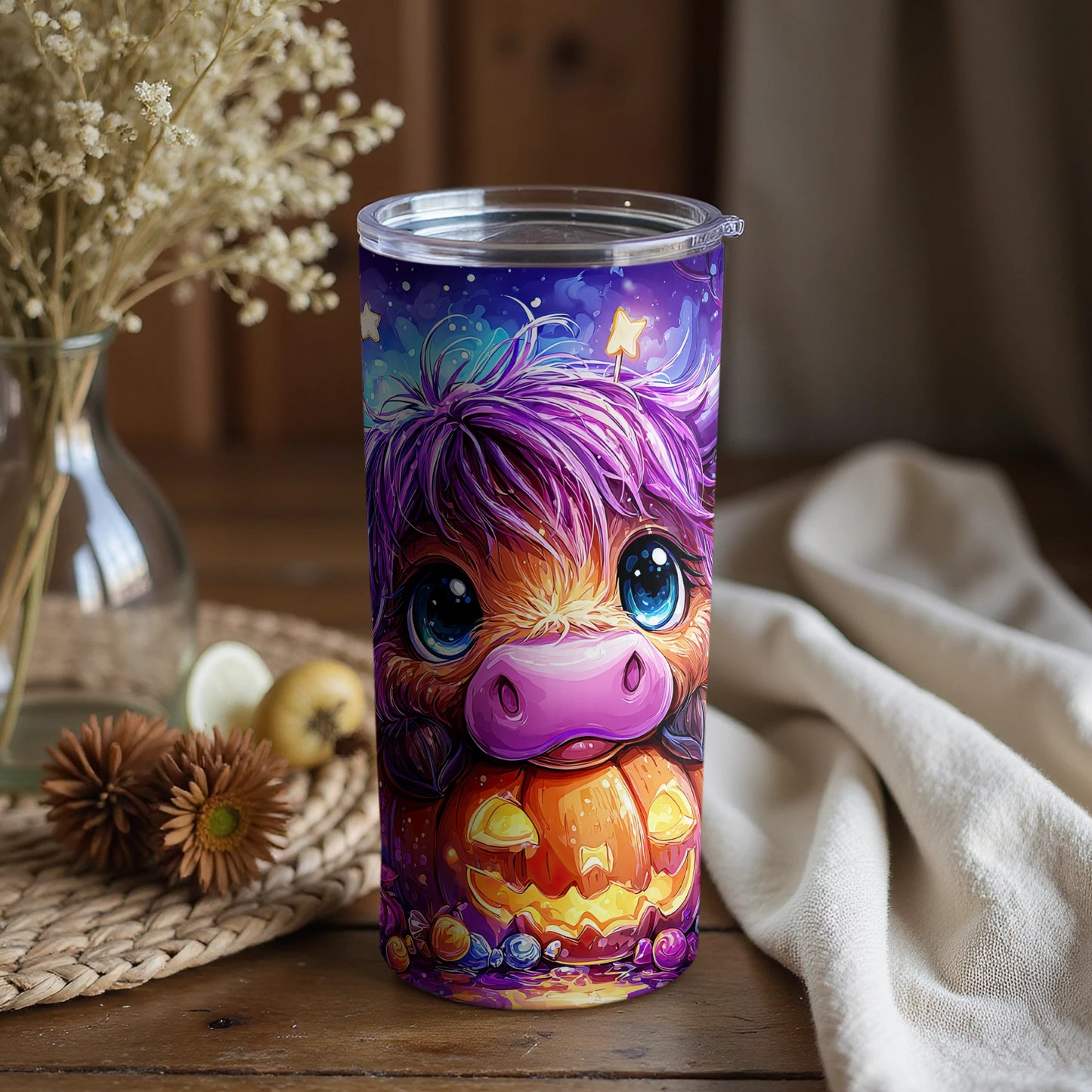 Adorable Baby Animal with Pumpkins Tumbler Cup