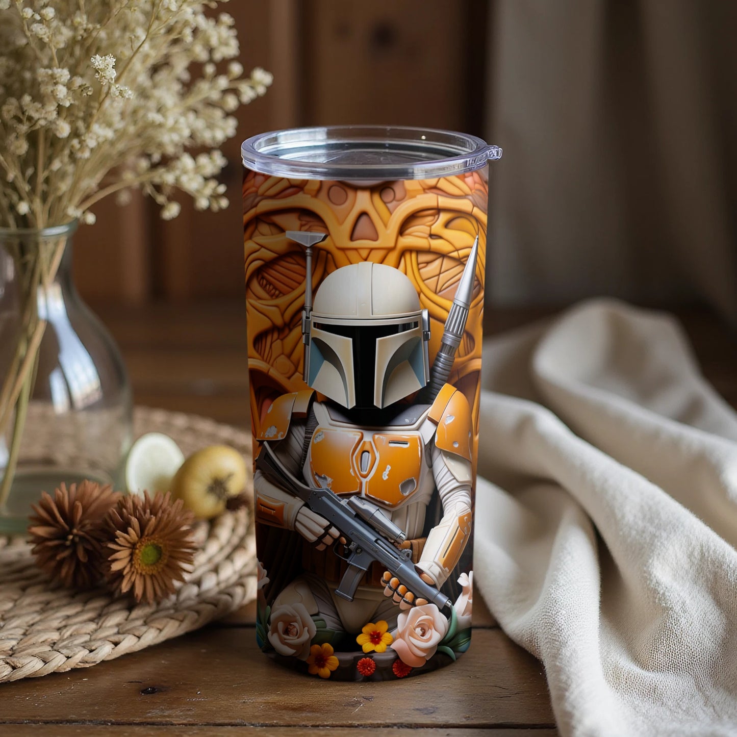 Mandalorian Themed Decorative Tumbler for Fans