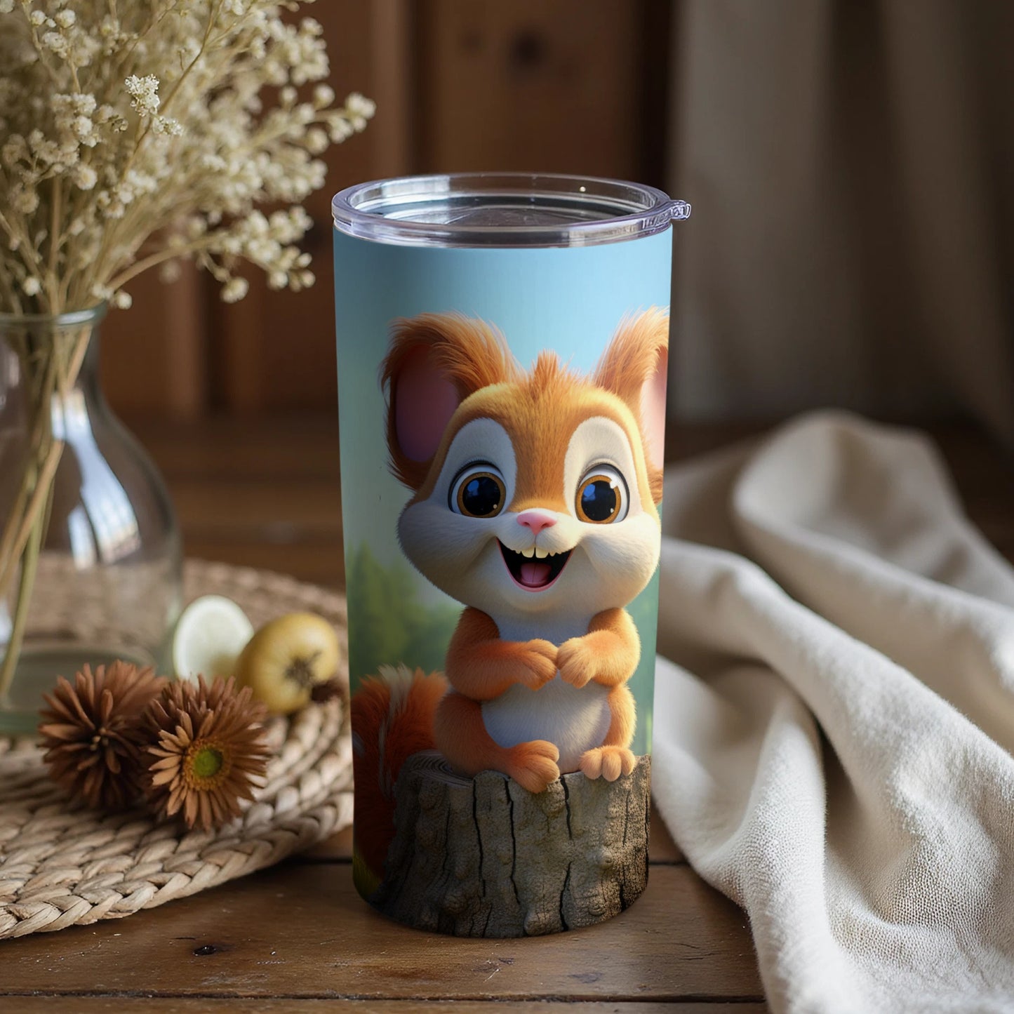 Cute Smiling Squirrel Themed Tumbler for All Ages