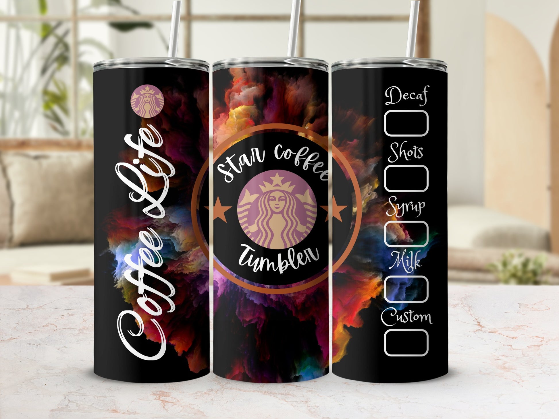 Star Coffee Tumbler Coffee Life Design 20oz Flask