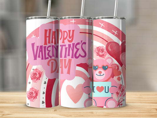 Valentine's Day Bear and Heart Stainless Steel Tumbler