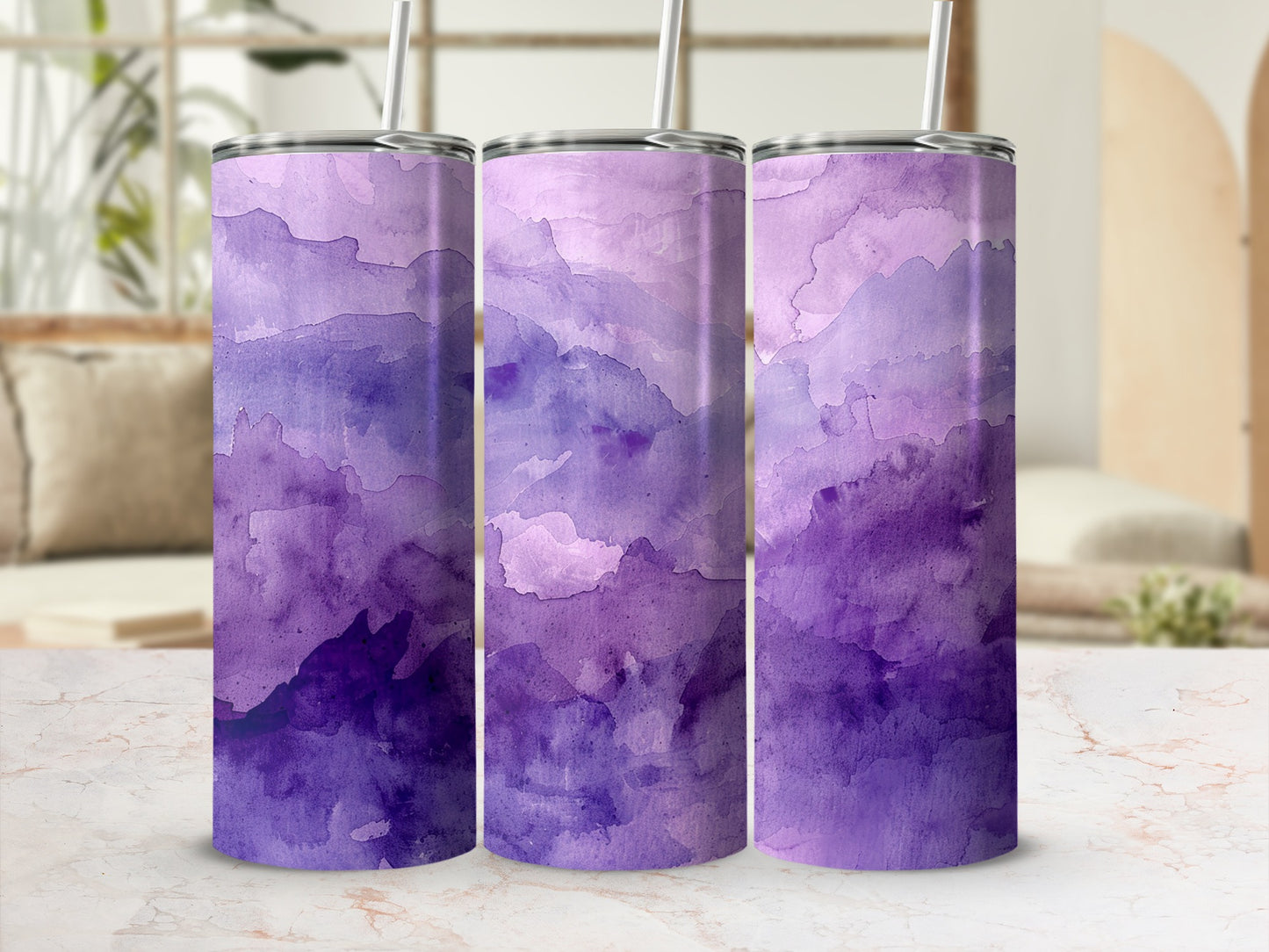 Elegant Purple Watercolor Design Insulated Tumbler