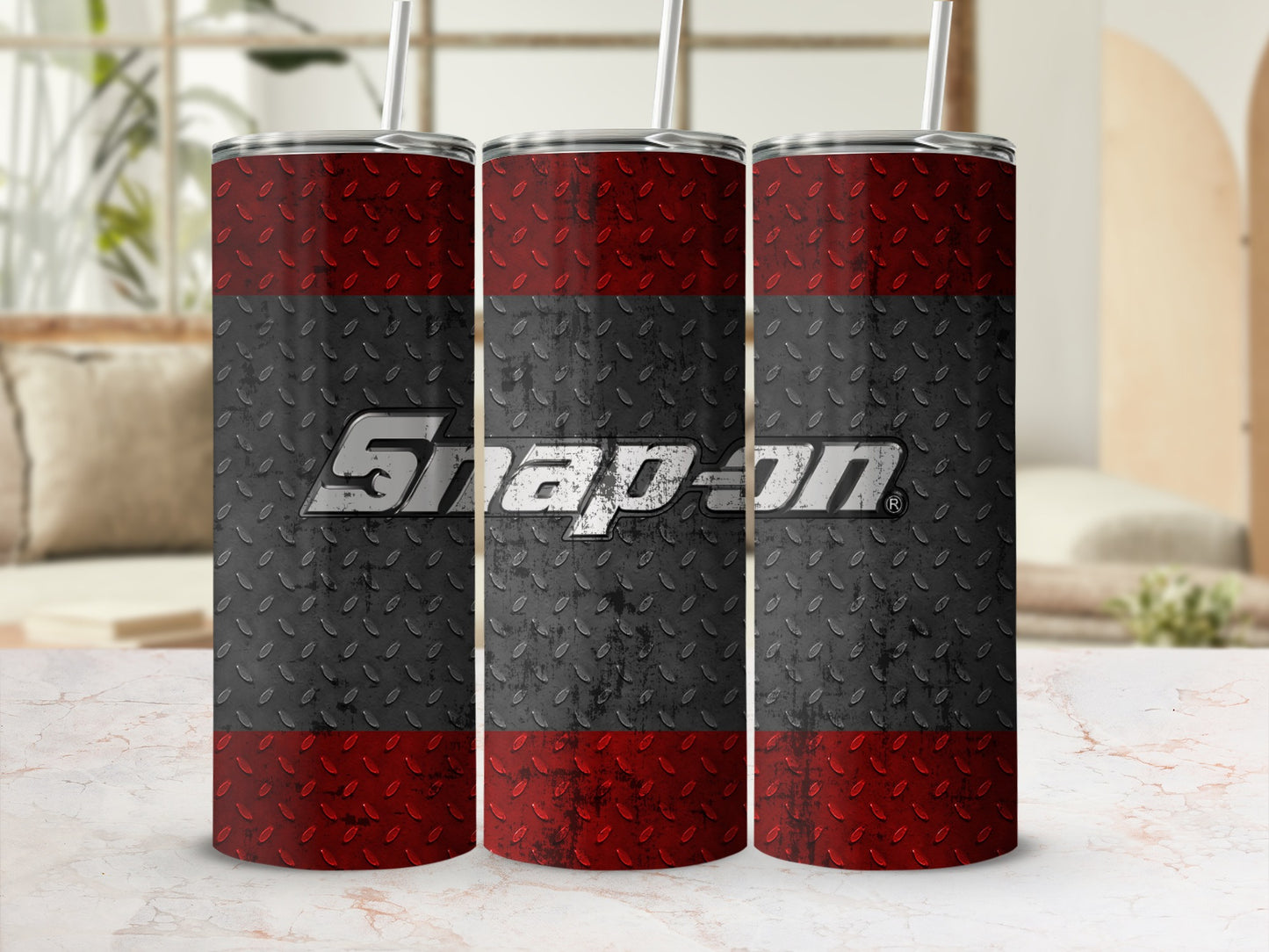 Snap-on Logo Red Black Diamond Plate Tumbler product type